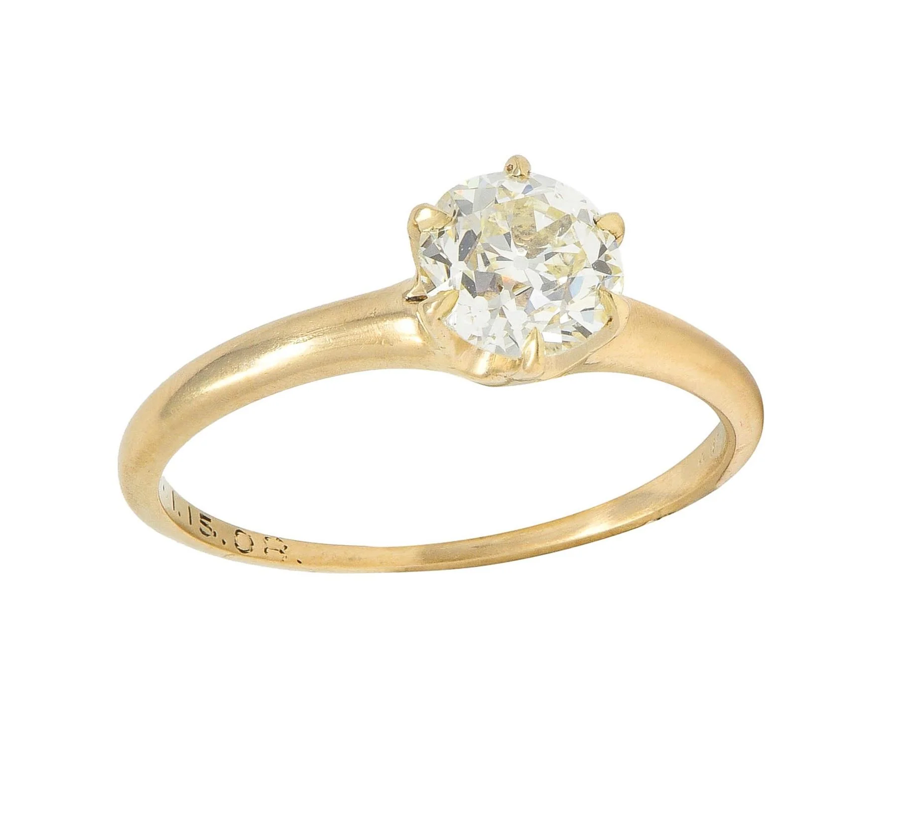 1.00 CTW Old European Cut Antique Diamond 14 Karat Yellow Gold Solitaire Engagement Ring - Image 11