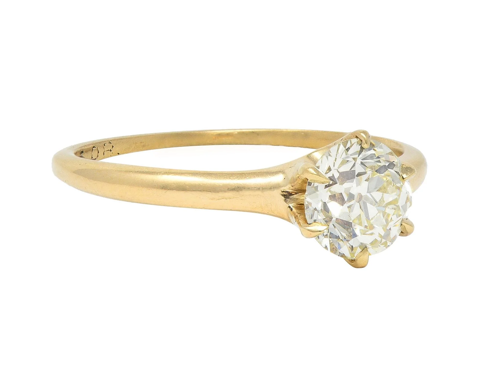 1.00 CTW Old European Cut Antique Diamond 14 Karat Yellow Gold Solitaire Engagement Ring - Image 2