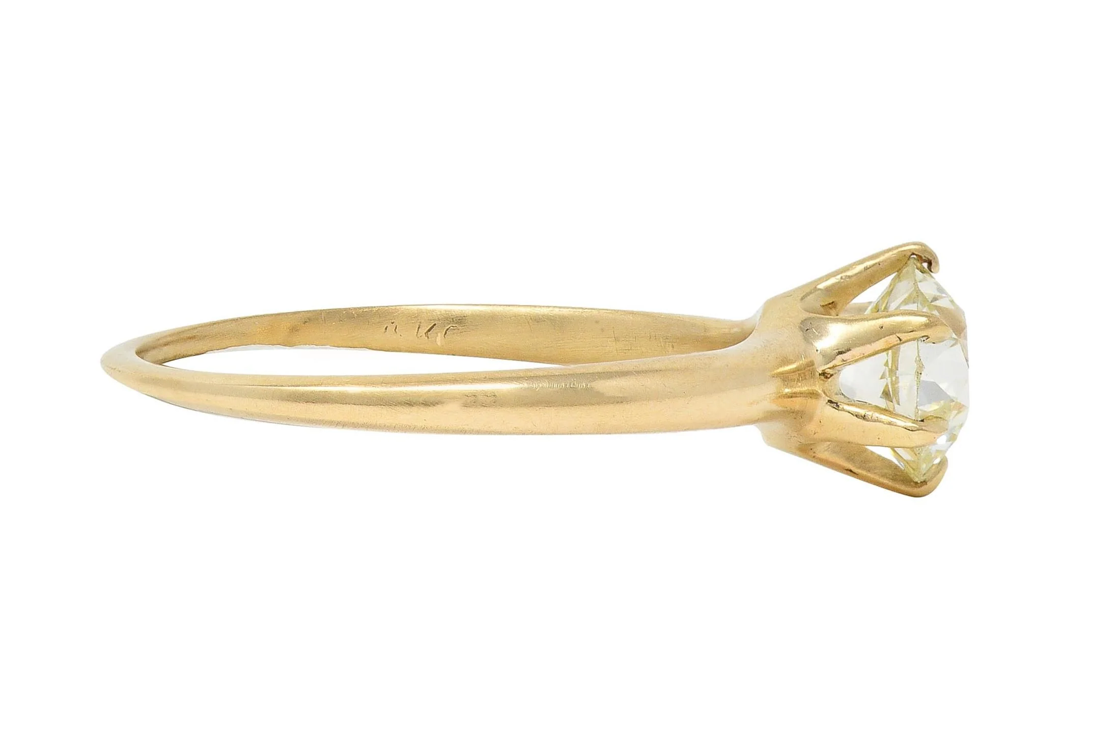 1.00 CTW Old European Cut Antique Diamond 14 Karat Yellow Gold Solitaire Engagement Ring - Image 3
