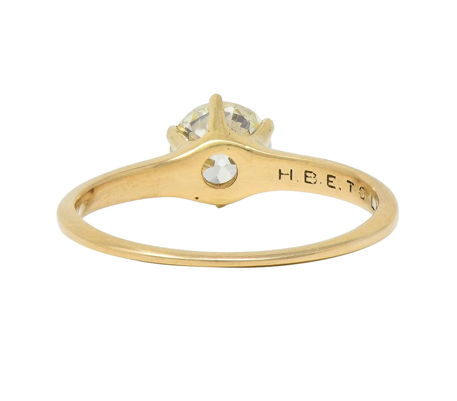 1.00 CTW Old European Cut Antique Diamond 14 Karat Yellow Gold Solitaire Engagement Ring - Image 4