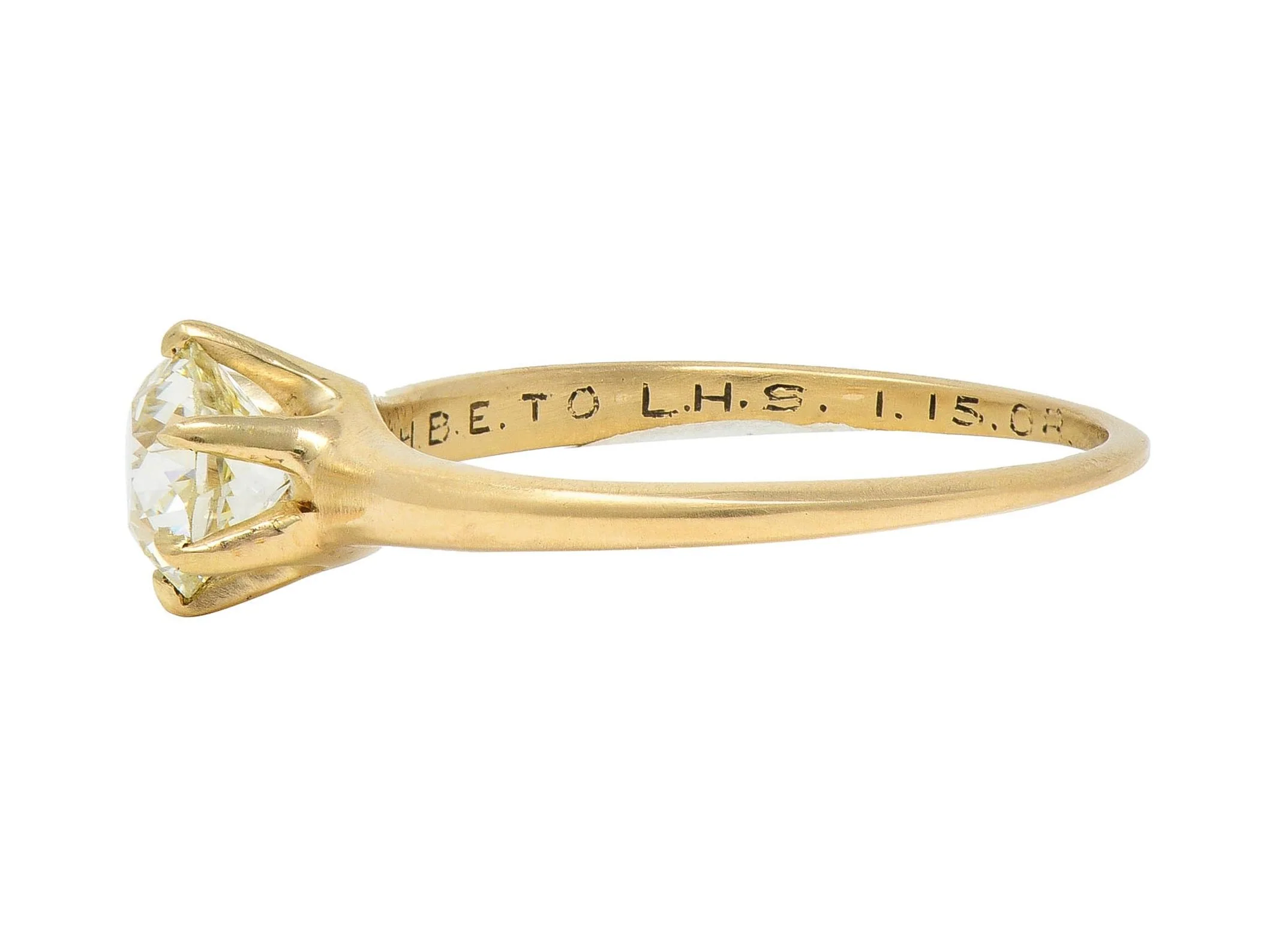 1.00 CTW Old European Cut Antique Diamond 14 Karat Yellow Gold Solitaire Engagement Ring - Image 5