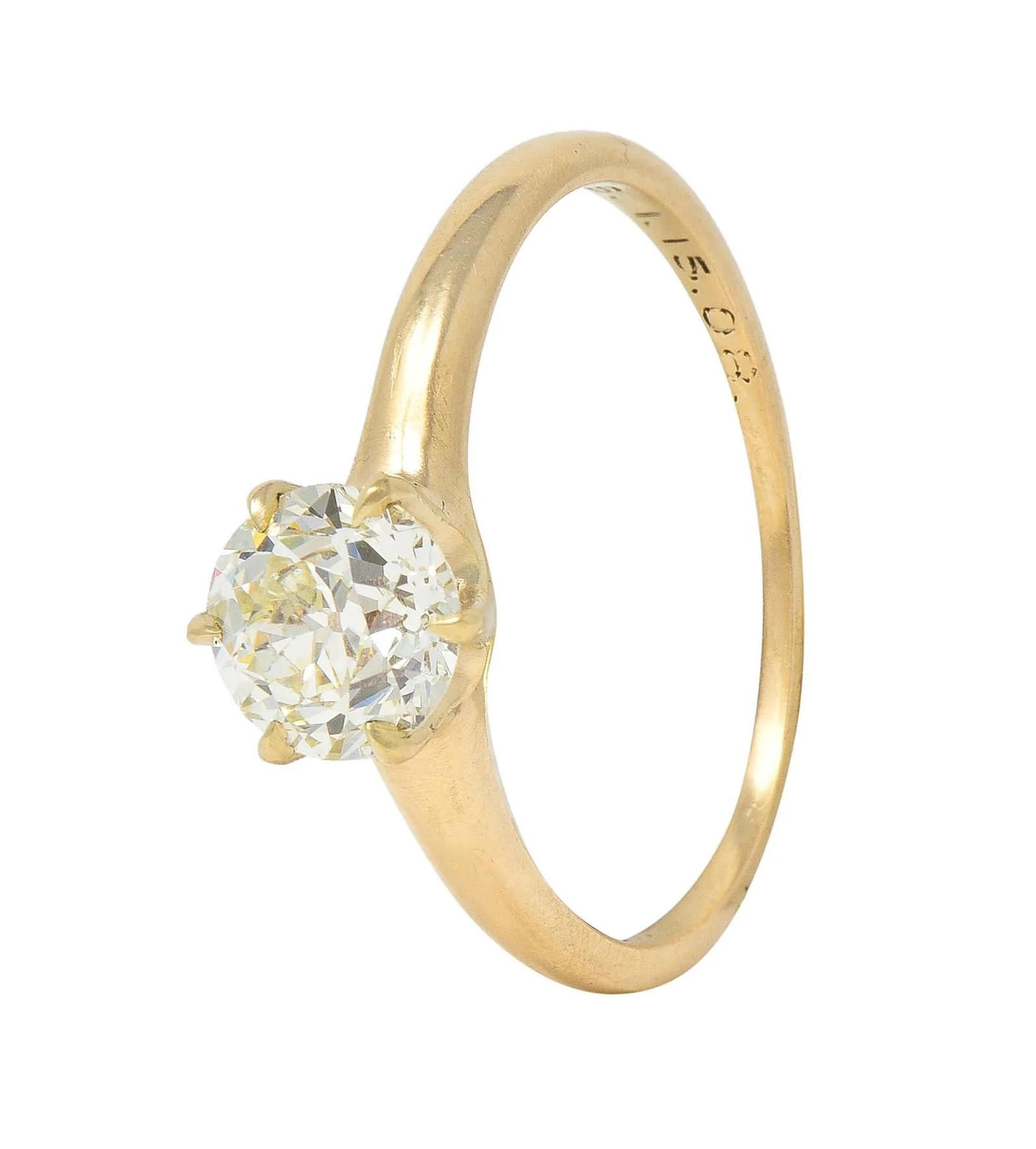1.00 CTW Old European Cut Antique Diamond 14 Karat Yellow Gold Solitaire Engagement Ring - Image 9