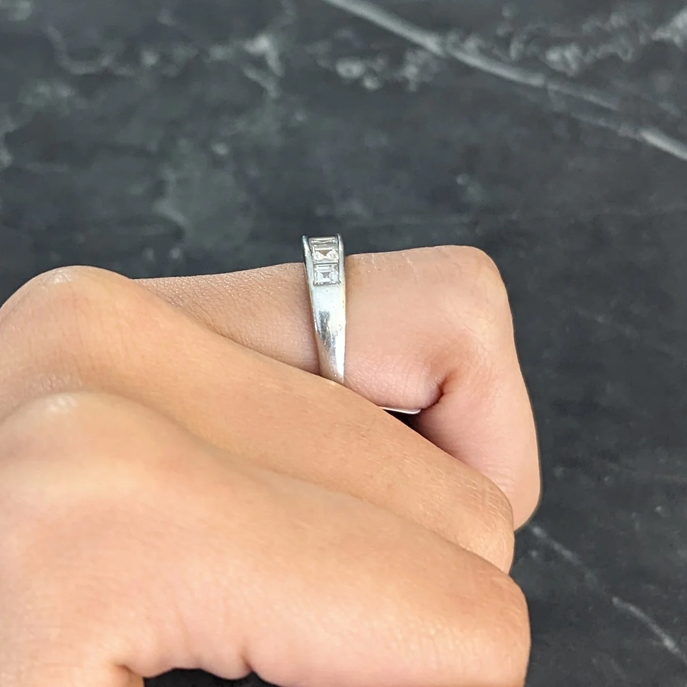 1.01 CTW Square Step Cut Diamond Platinum Channel Band Unisex Ring - Image 12