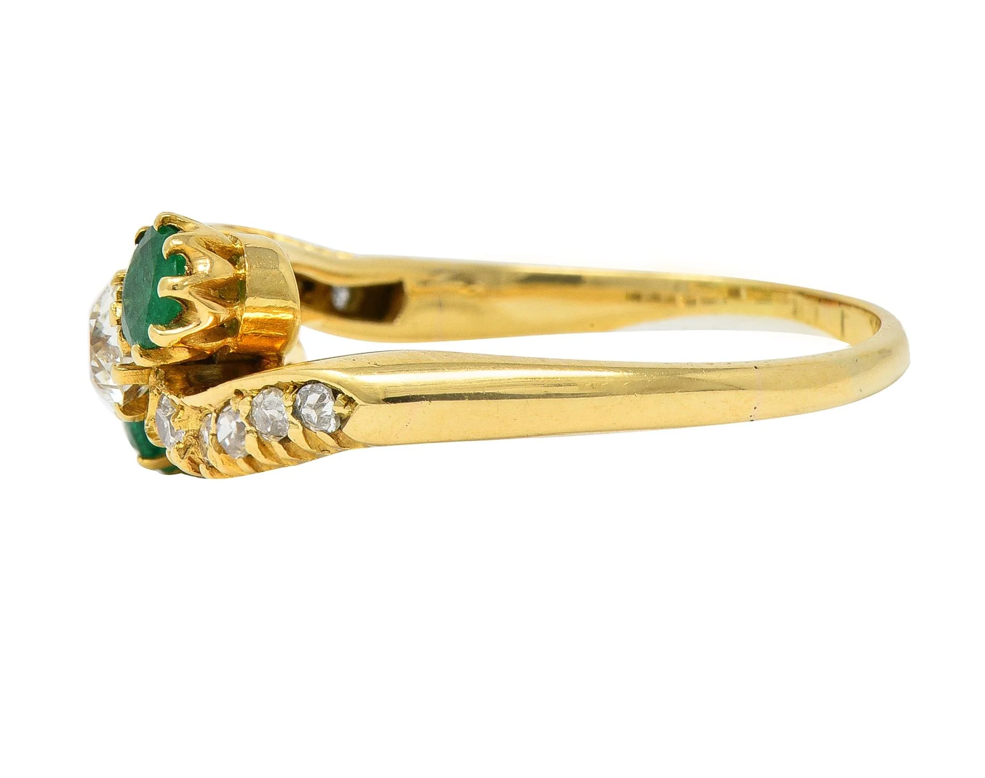 1.08 CTW Emerald Diamond 18 Karat Yellow Gold Vintage Bypass Ring - Image 5