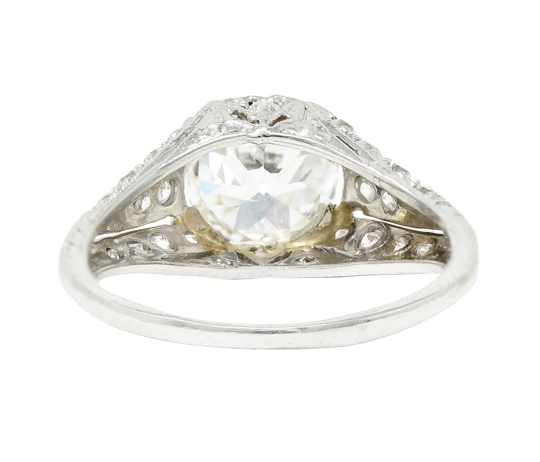Art Deco Old European 2.28 CTW Diamond Platinum Wheat Engagement Ring GIA - Image 5