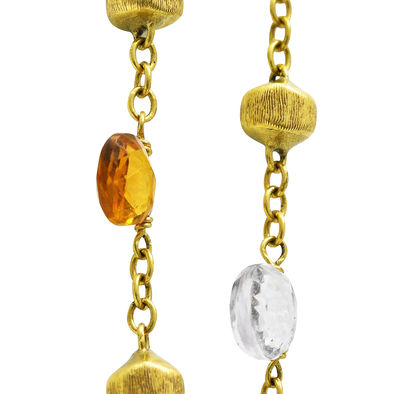 Marco Bicego Contemporary Multi-Gem Diamond 18 Karat Two-Tone Gold Paradise Lariate Tassel Necklace - Image 10