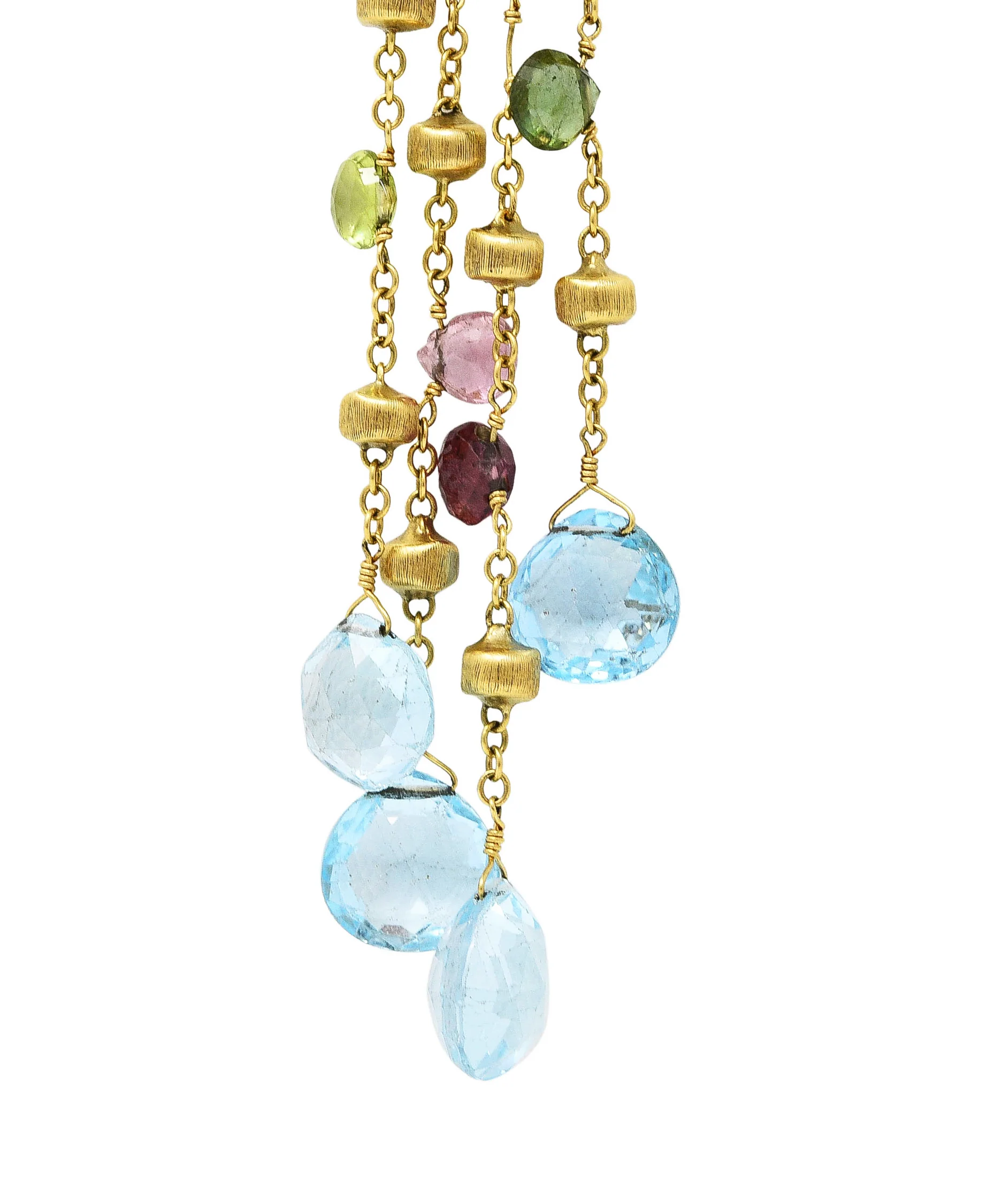 Marco Bicego Contemporary Multi-Gem Diamond 18 Karat Two-Tone Gold Paradise Lariate Tassel Necklace - Image 12