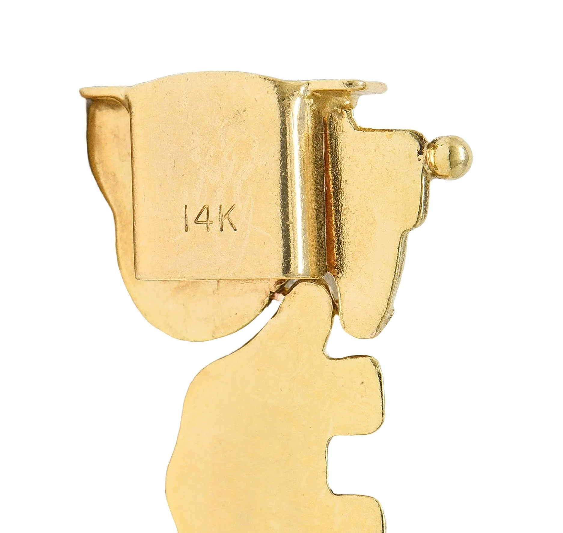14 Karat Yellow Gold Mother & Baby Elephant Link Vintage Animal Necklace - Image 5