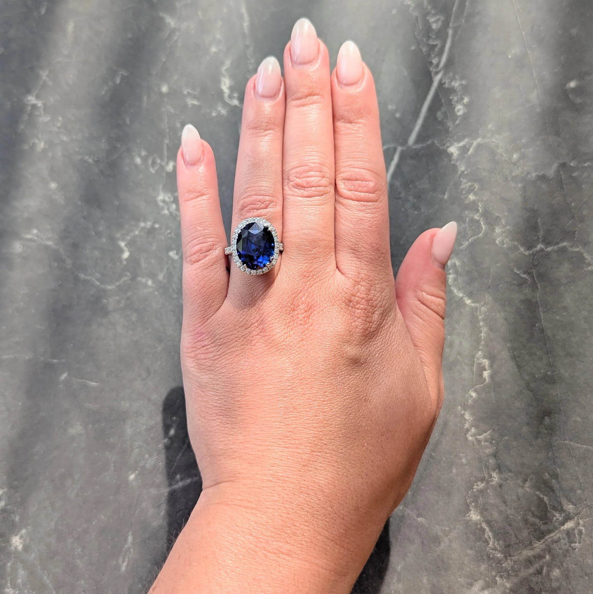15.69 CTW No Heat Ceylon Blue Sapphire Diamond Platinum Vintage Halo Ring AGL - Image 13