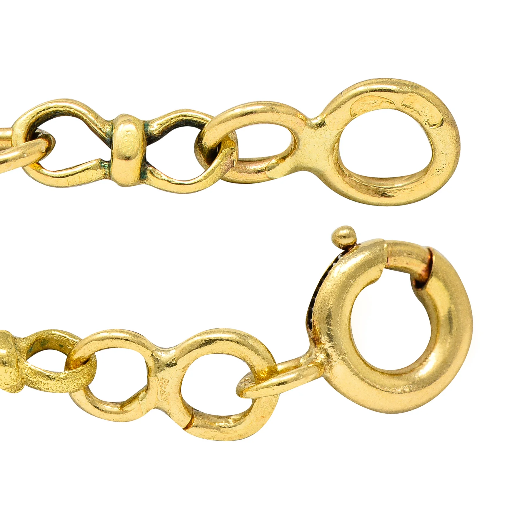 18 Karat Yellow Gold French Victorian Whiplash Heart Navette Link 56 IN Long Antique Chain Necklace - Image 6