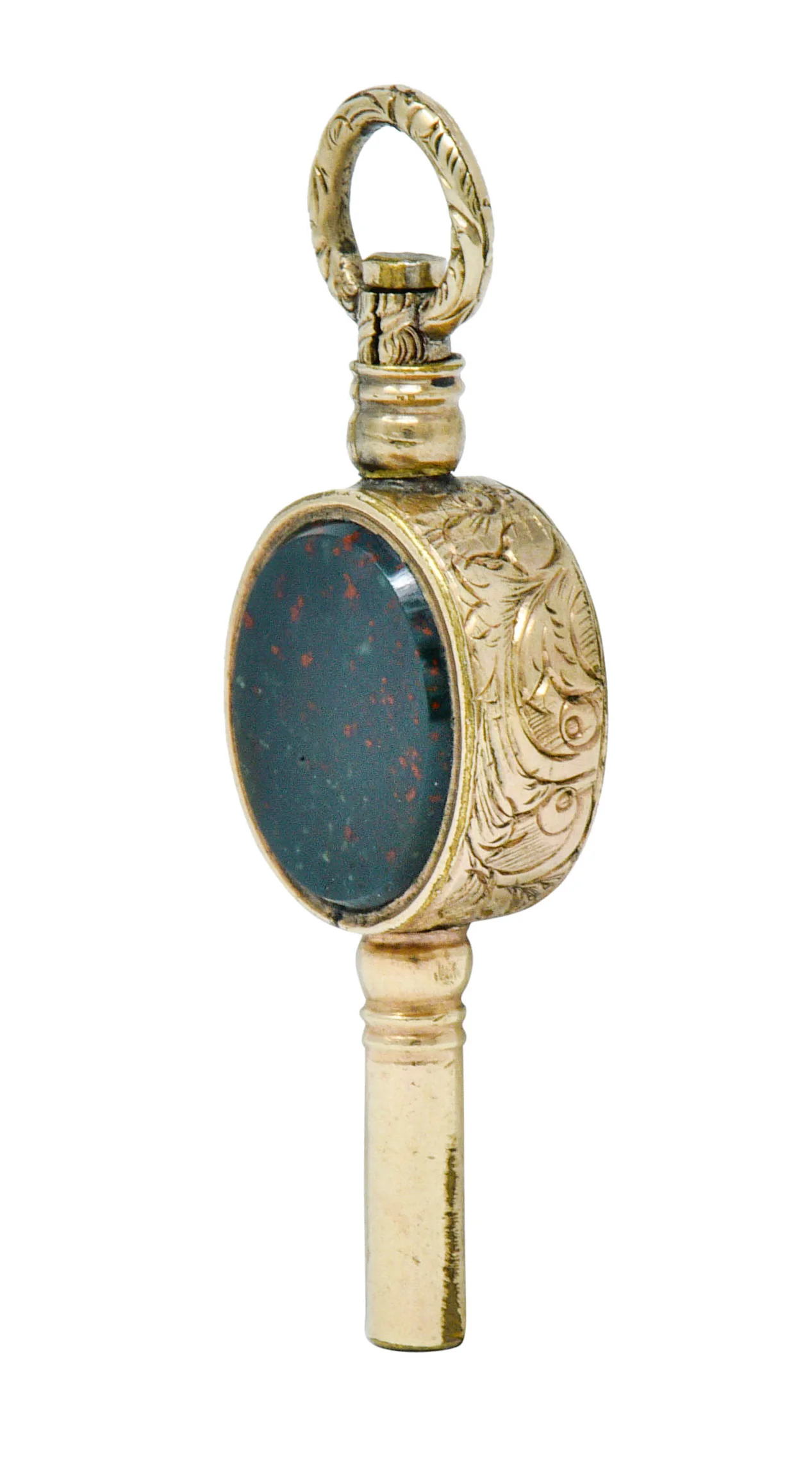 1850's Victorian Citrine Bloodstone Gold Watch Key Fob Pendant Charm - Image 3
