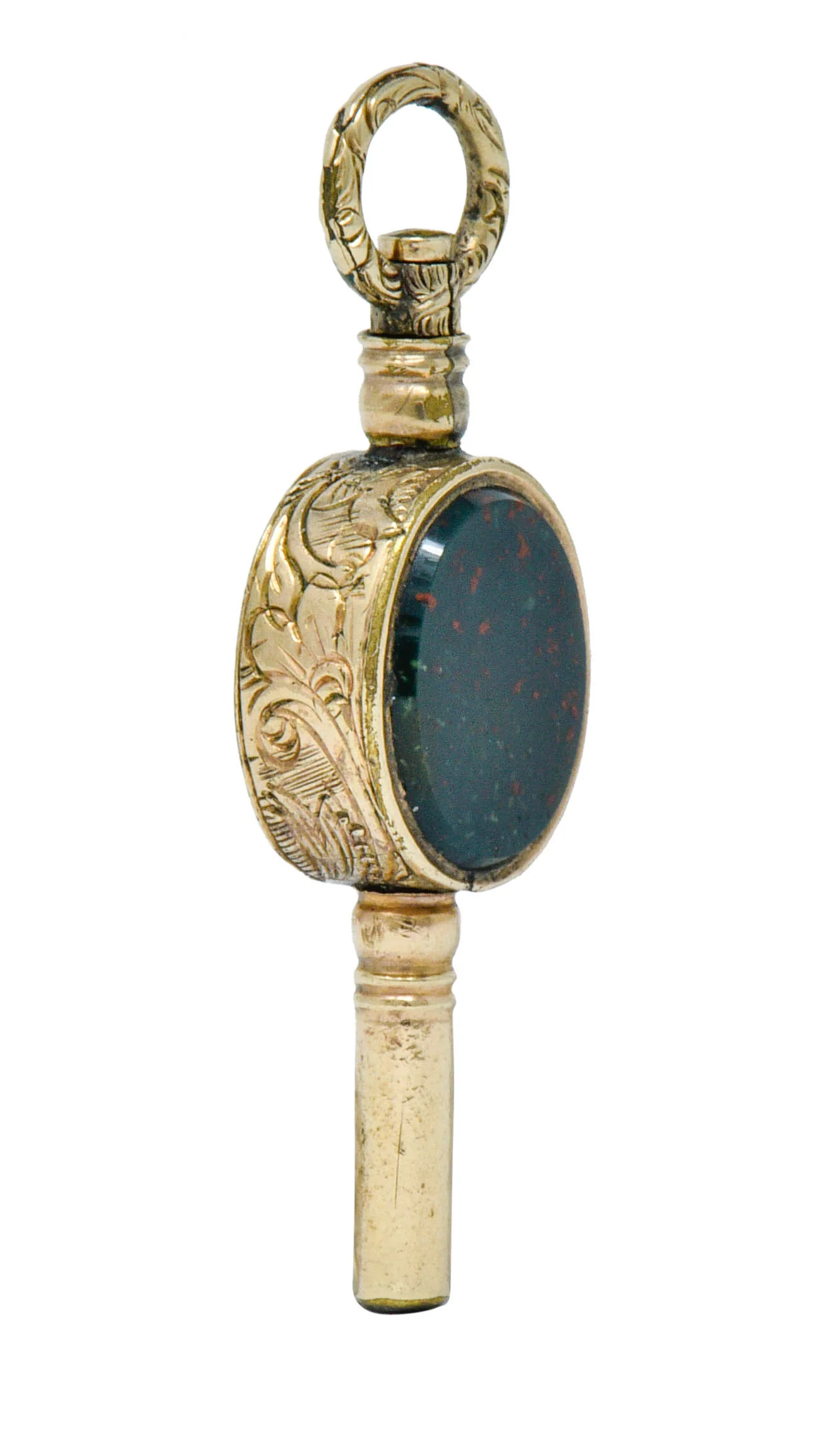 1850's Victorian Citrine Bloodstone Gold Watch Key Fob Pendant Charm - Image 4