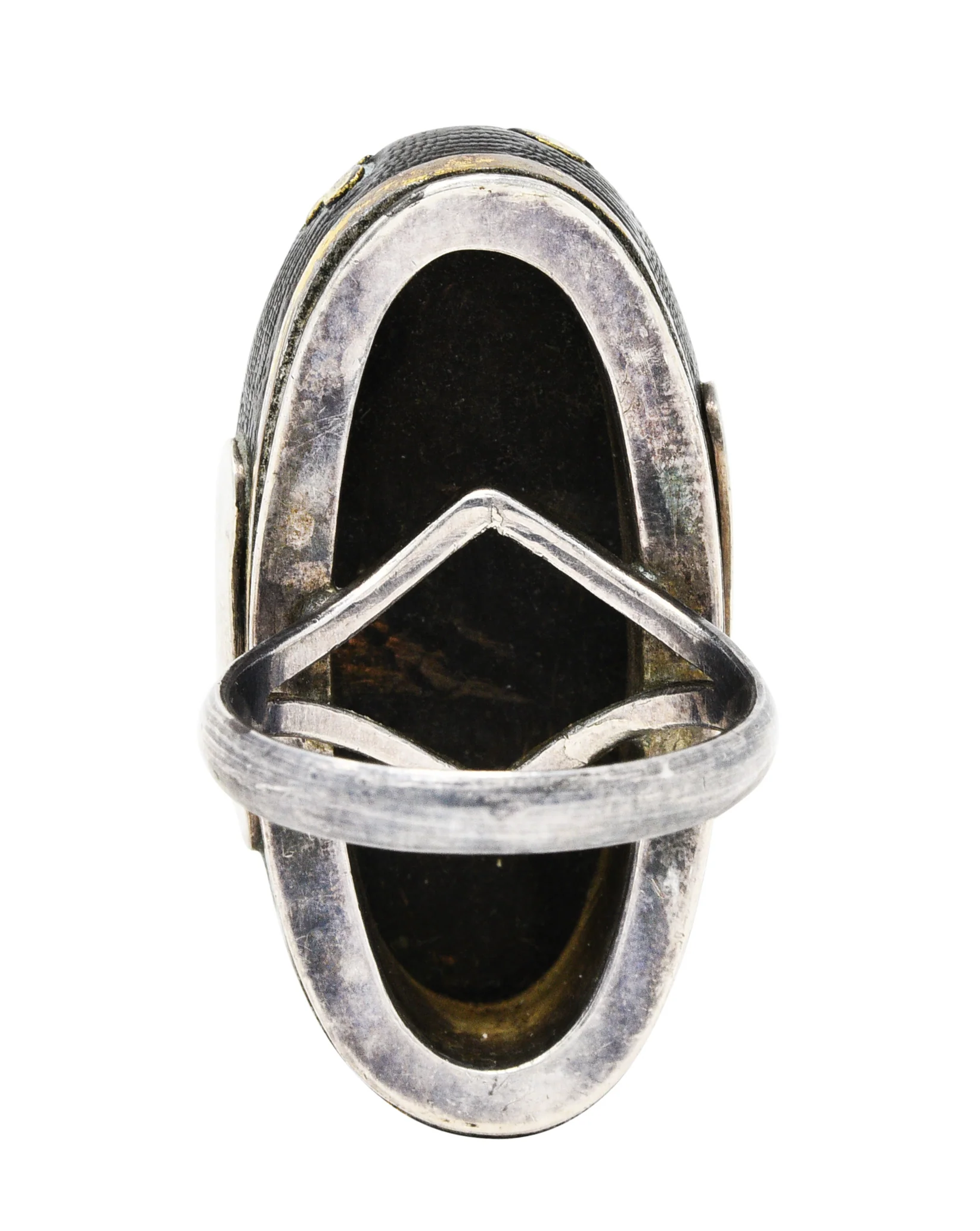 1860's Victorian Shakudo Silver 10 Karat Mixed Metal Ginseng Root Ring - Image 4