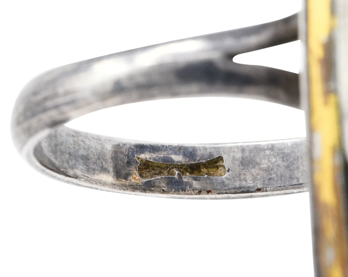 1860's Victorian Shakudo Silver 10 Karat Mixed Metal Ginseng Root Ring - Image 7