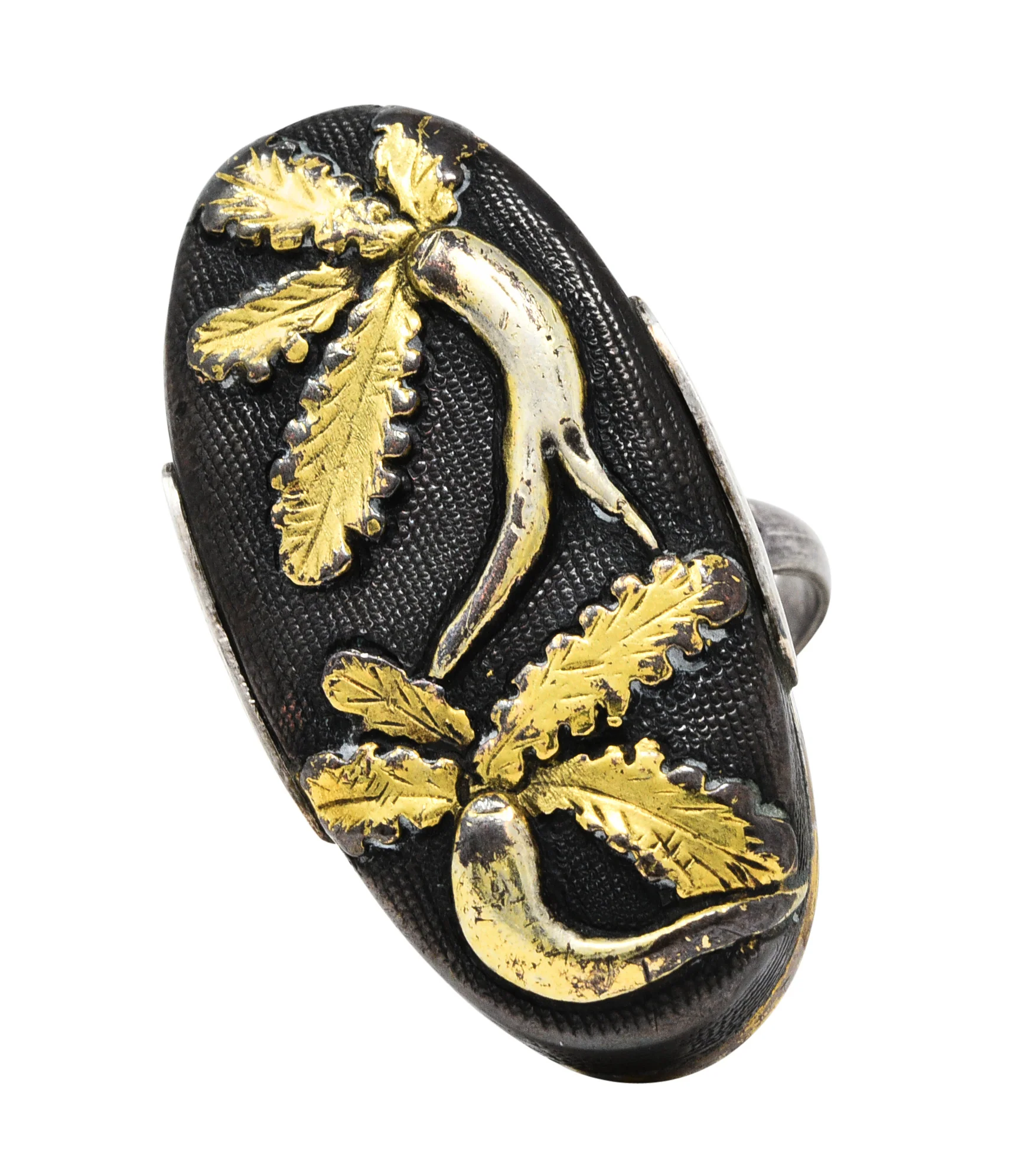 1860's Victorian Shakudo Silver 10 Karat Mixed Metal Ginseng Root Ring - Image 9