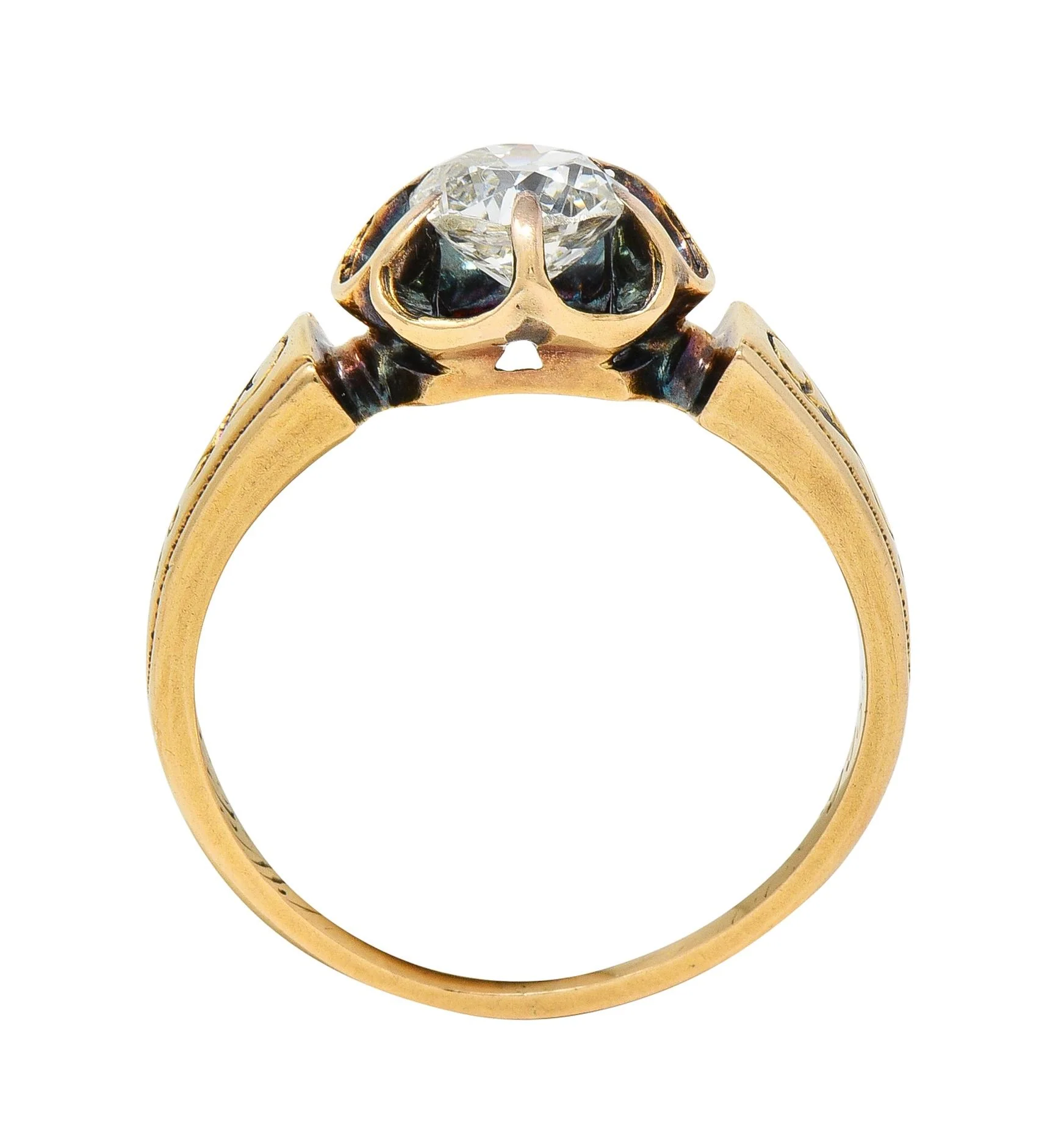 1866 Victorian 0.65 CTW Old Mine Cut Diamond 18 Karat Gold Engagement Ring - Image 10
