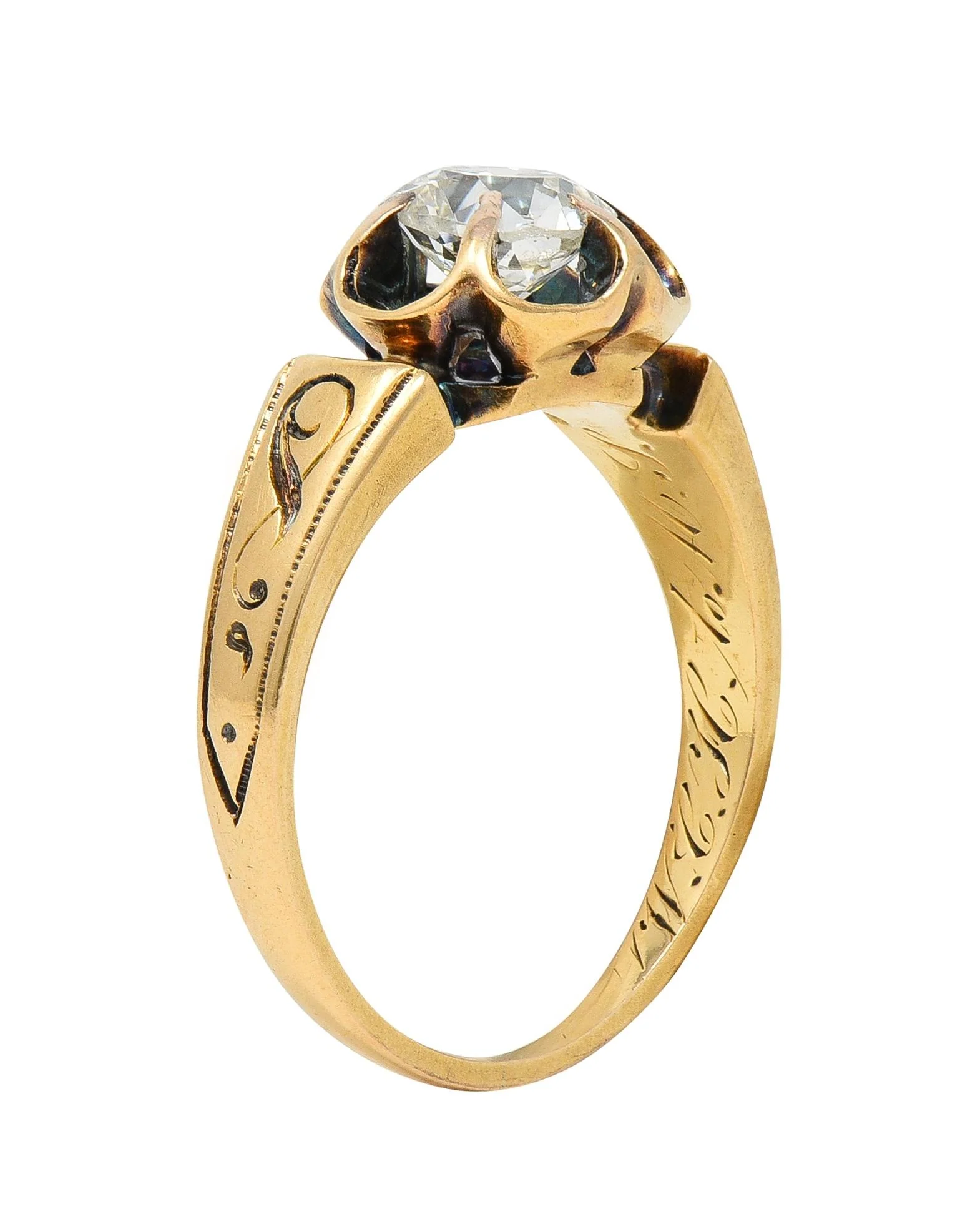 1866 Victorian 0.65 CTW Old Mine Cut Diamond 18 Karat Gold Engagement Ring - Image 11