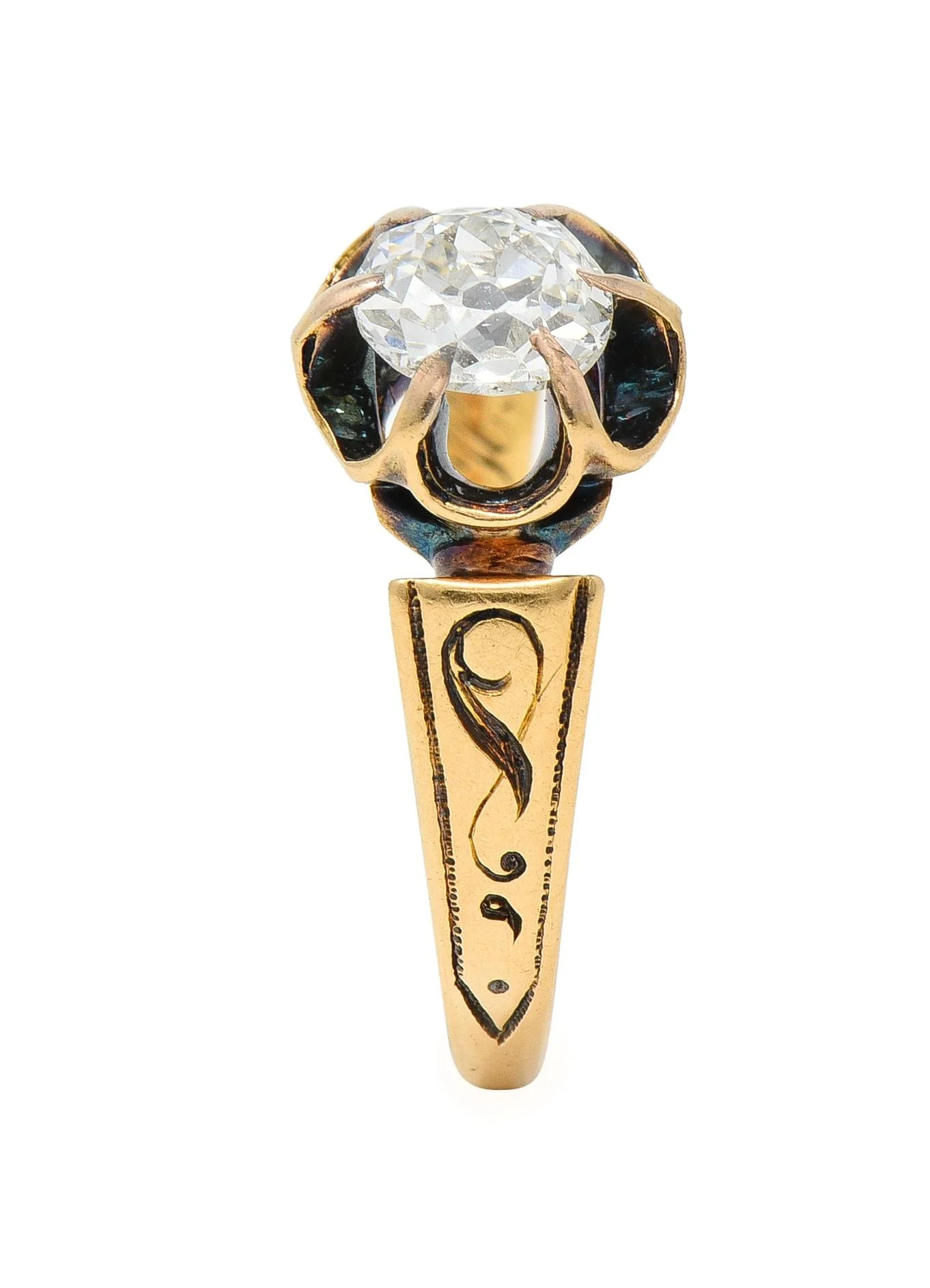 1866 Victorian 0.65 CTW Old Mine Cut Diamond 18 Karat Gold Engagement Ring - Image 12
