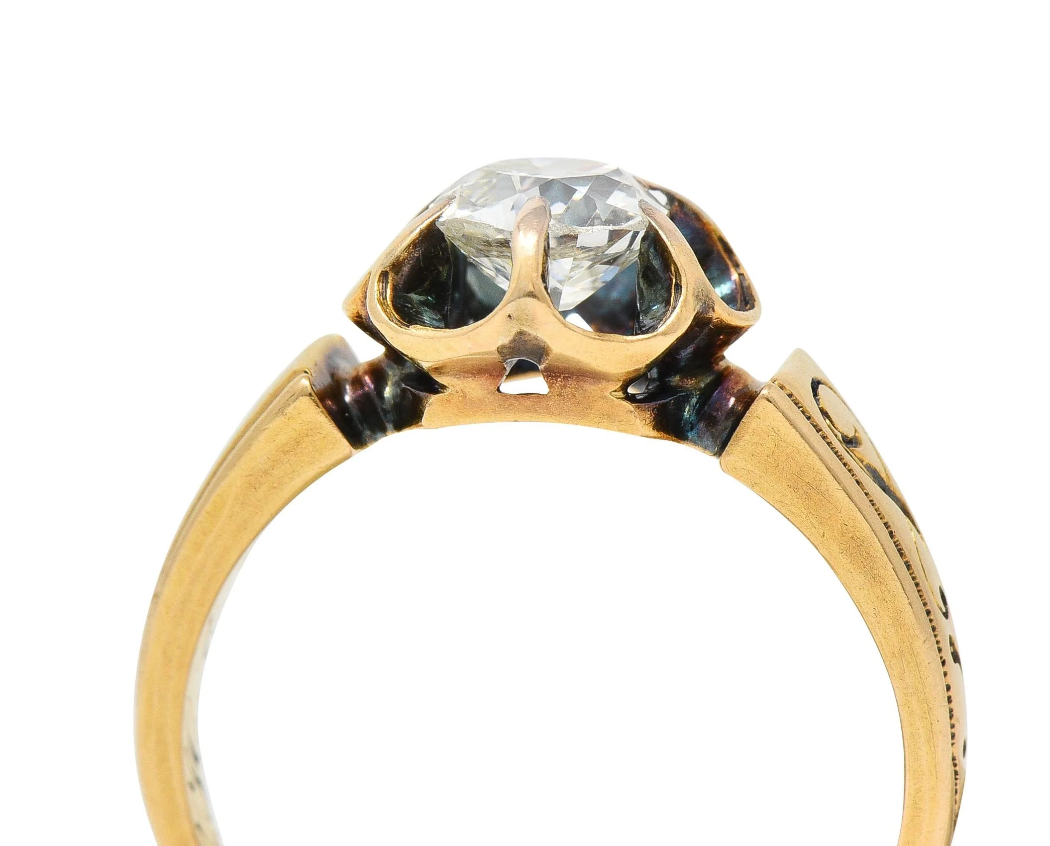1866 Victorian 0.65 CTW Old Mine Cut Diamond 18 Karat Gold Engagement Ring - Image 13
