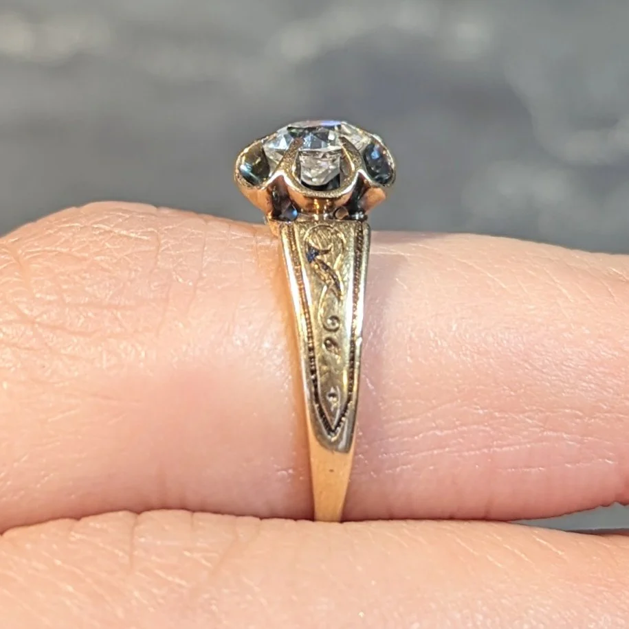 1866 Victorian 0.65 CTW Old Mine Cut Diamond 18 Karat Gold Engagement Ring - Image 17