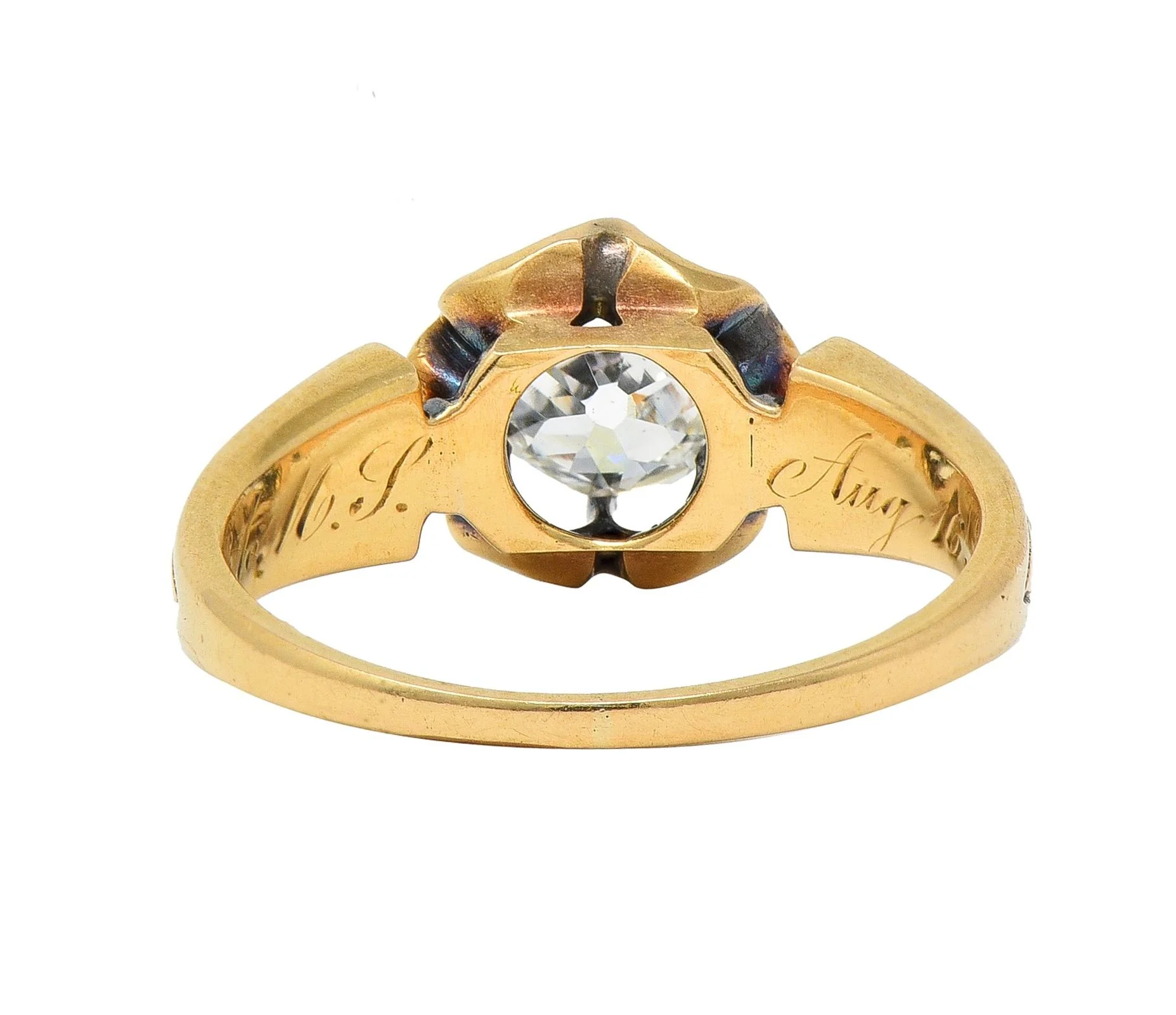 1866 Victorian 0.65 CTW Old Mine Cut Diamond 18 Karat Gold Engagement Ring - Image 4