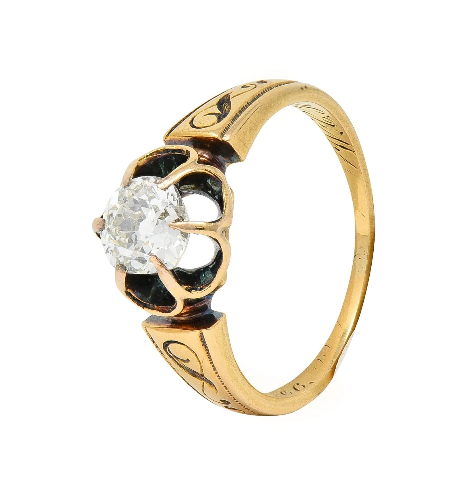1866 Victorian 0.65 CTW Old Mine Cut Diamond 18 Karat Gold Engagement Ring - Image 9