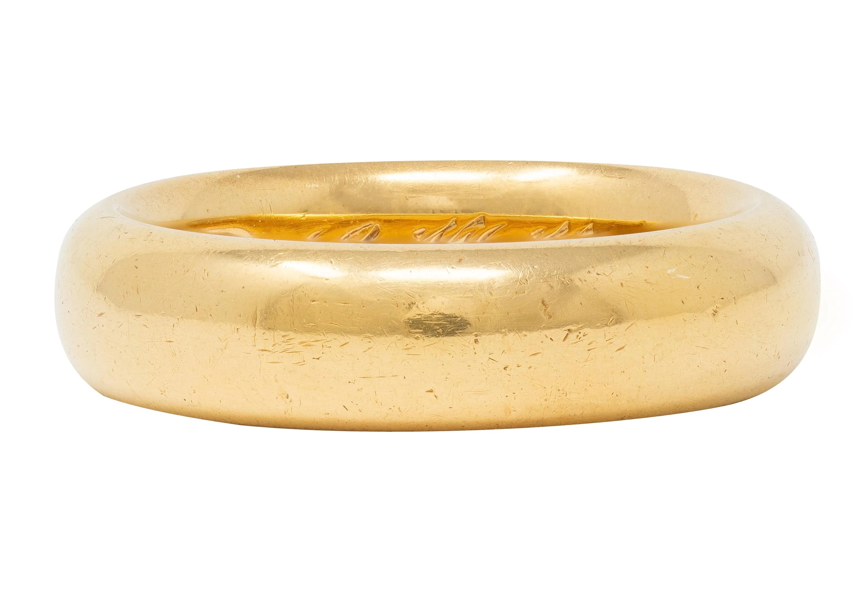 1873 18 Karat Yellow Gold Vintage Wide Wedding Band Ring - Image 3