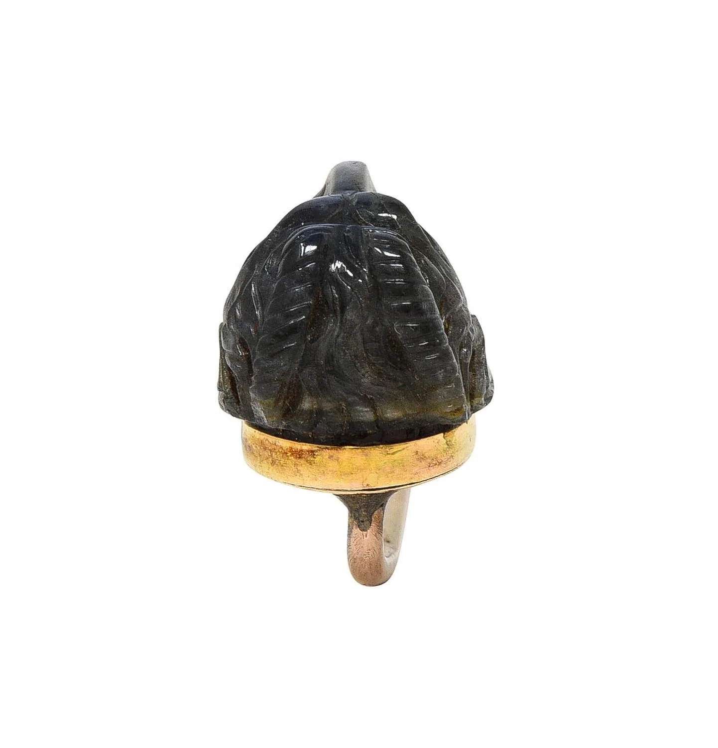 1880's Victorian Labradorite Ruby 14 Karat Yellow Gold Devil Carved Antique Stickpin - Image 9