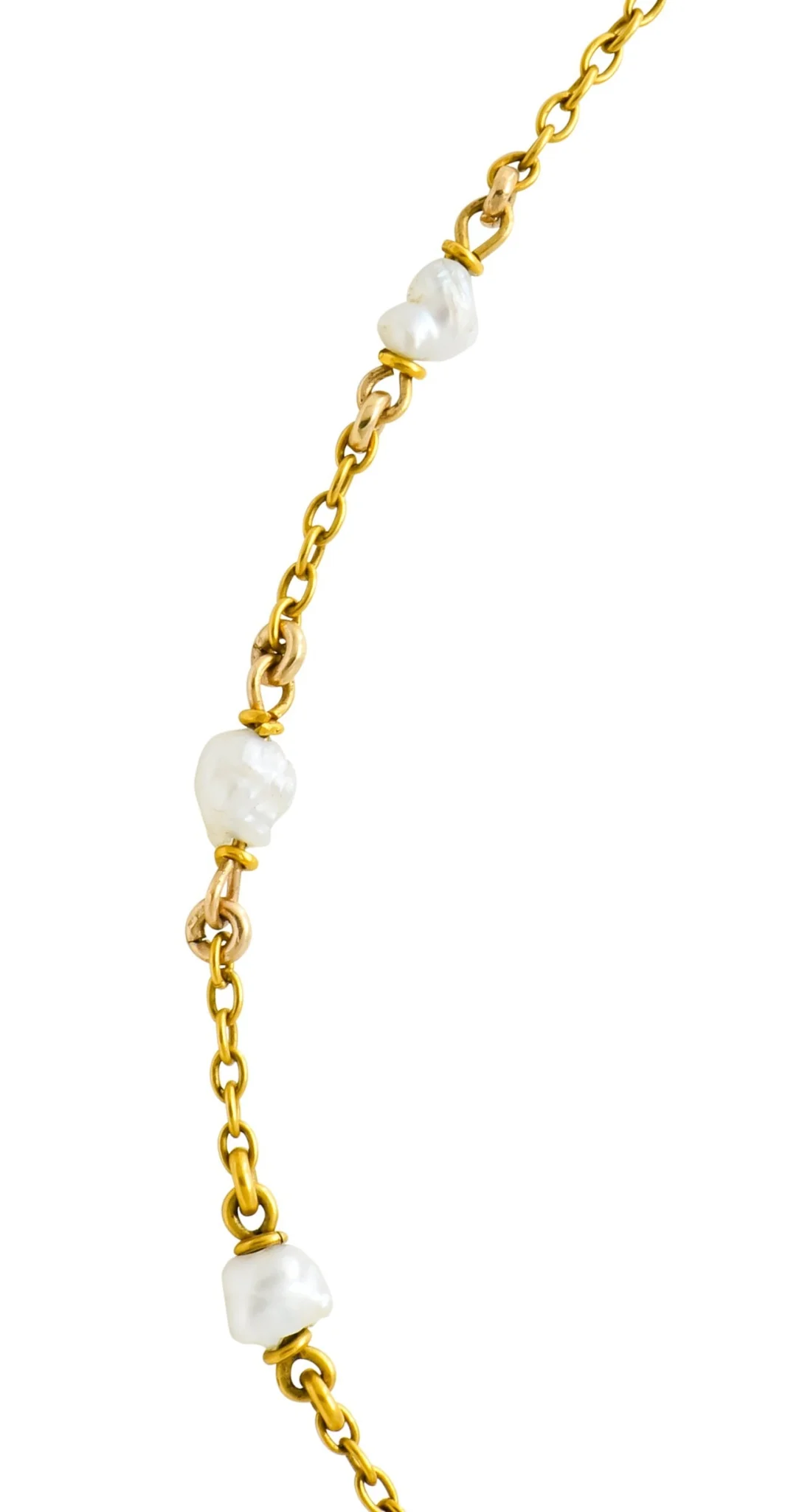 1890 Victorian Amethyst Pearl 14 Karat Gold Drop Necklace - Image 4