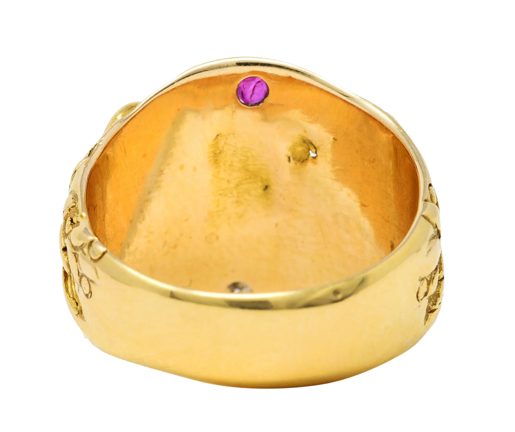 1890 Victorian Diamond Ruby 14 Karat Gold Eagle Ring - Image 4