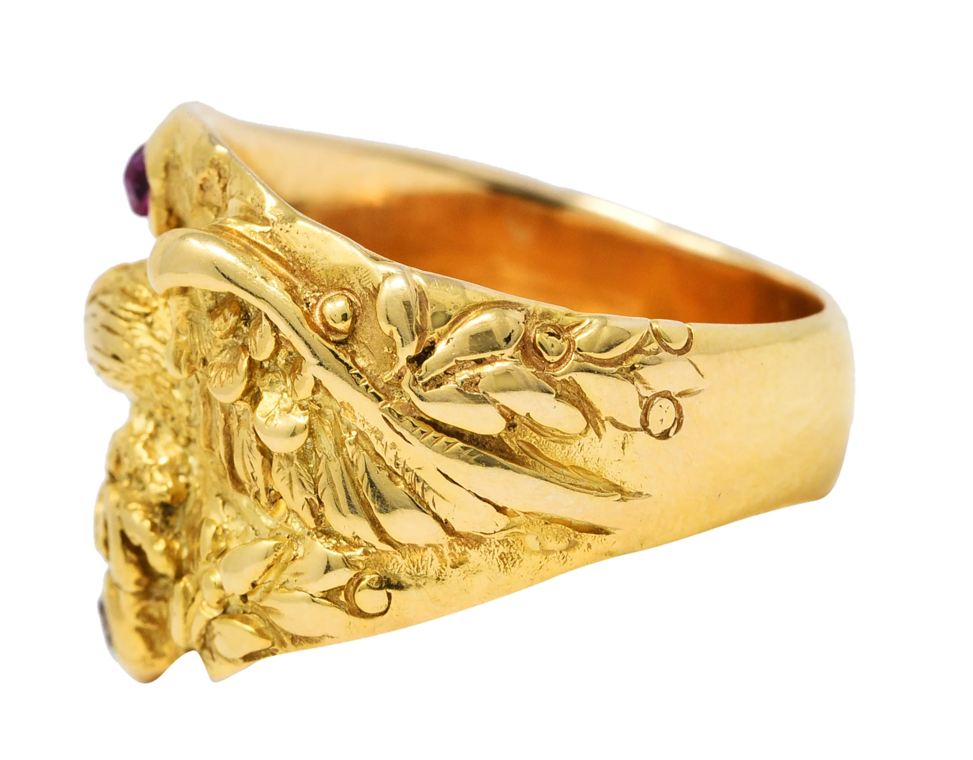 1890 Victorian Diamond Ruby 14 Karat Gold Eagle Ring - Image 5