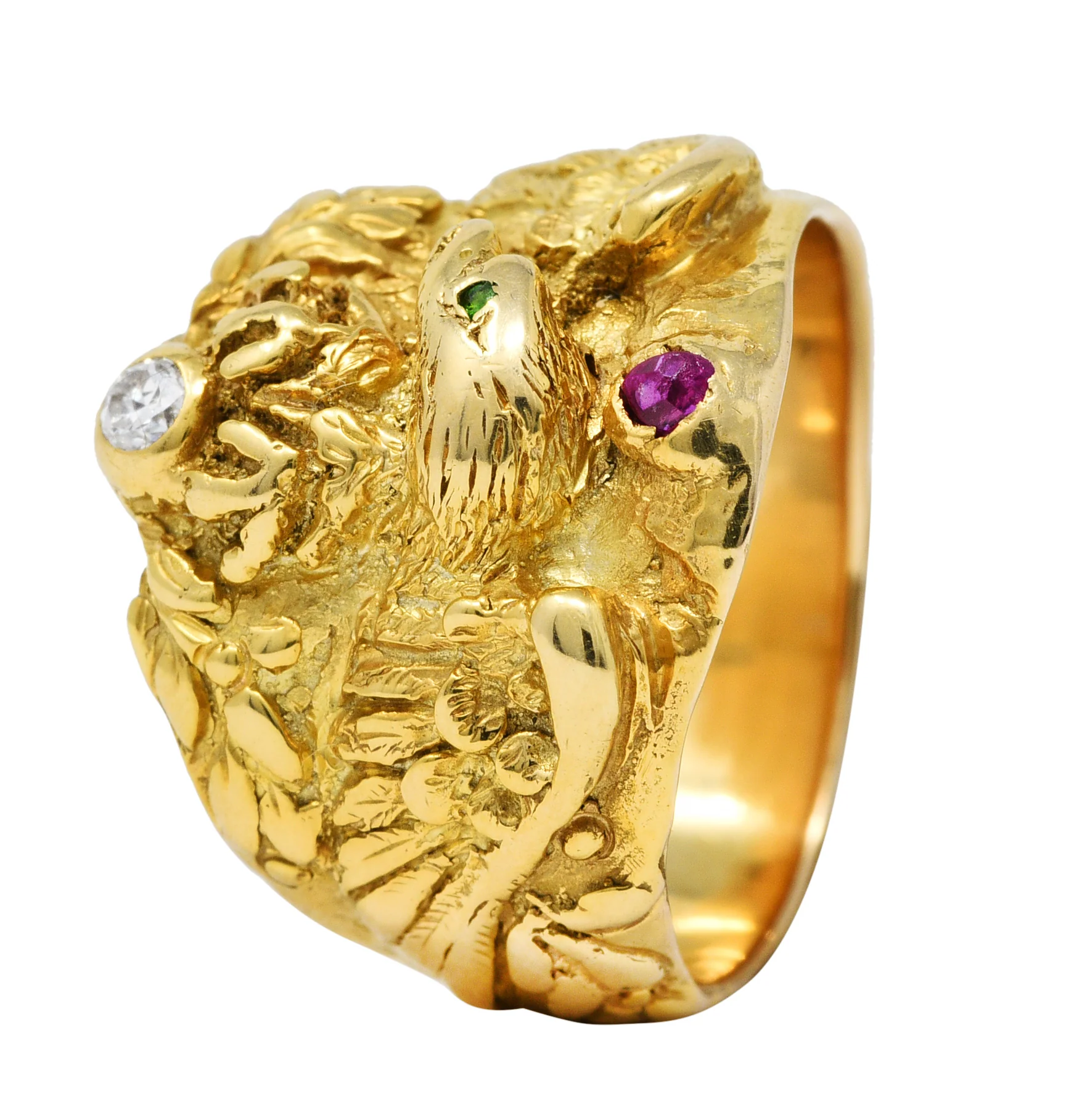 1890 Victorian Diamond Ruby 14 Karat Gold Eagle Ring - Image 8
