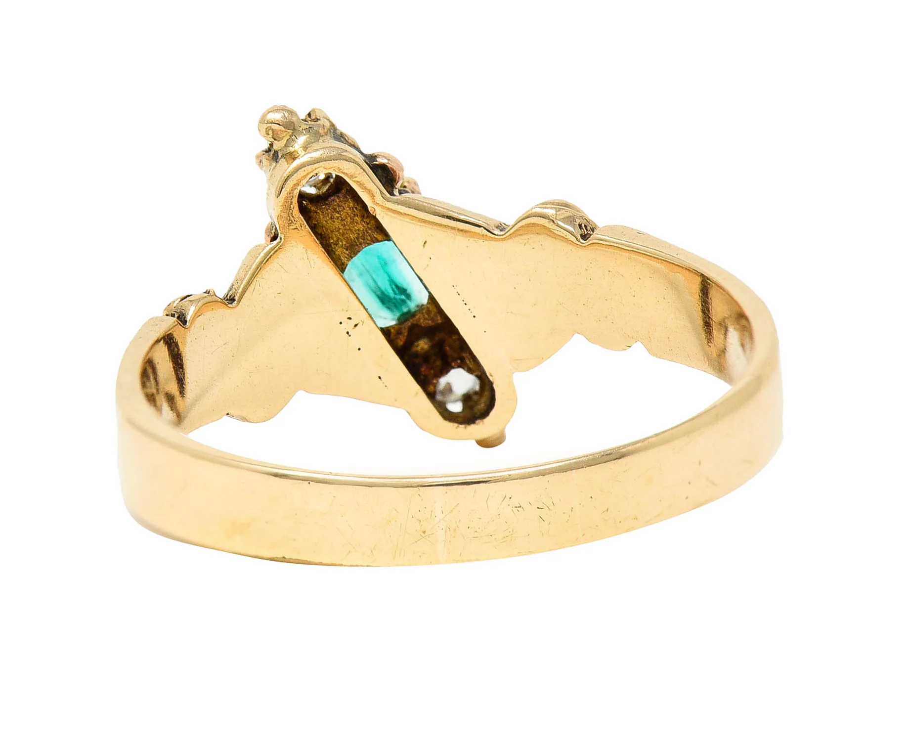 1890's Allsopp Bros. 0.55 CTW Emerald Diamond 14 Karat Gold Three Stone Ring - Image 4