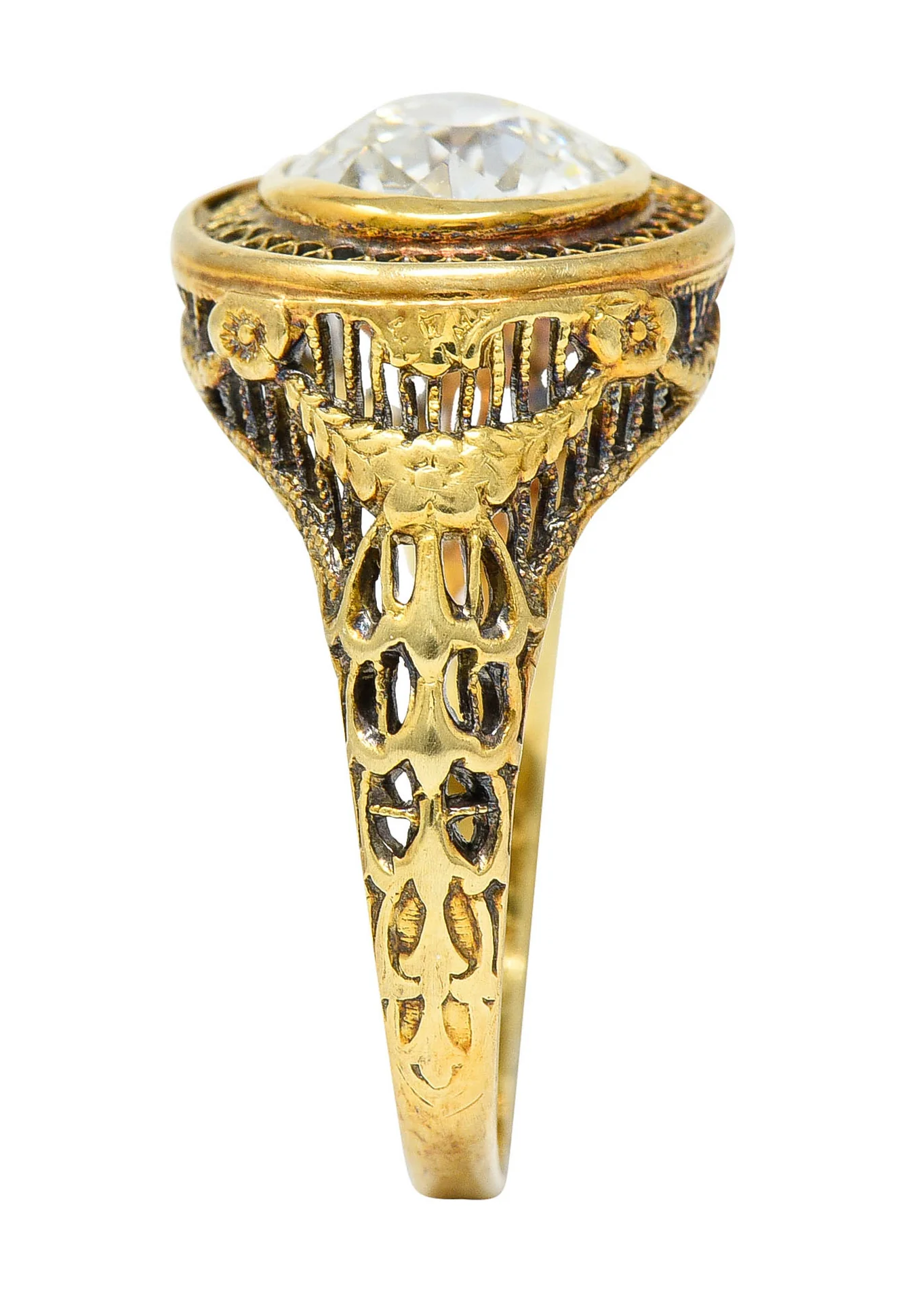1890's Victorian 1.61 CTW Diamond 14 Karat Gold Lattice Engagement Ring GIA - Image 10