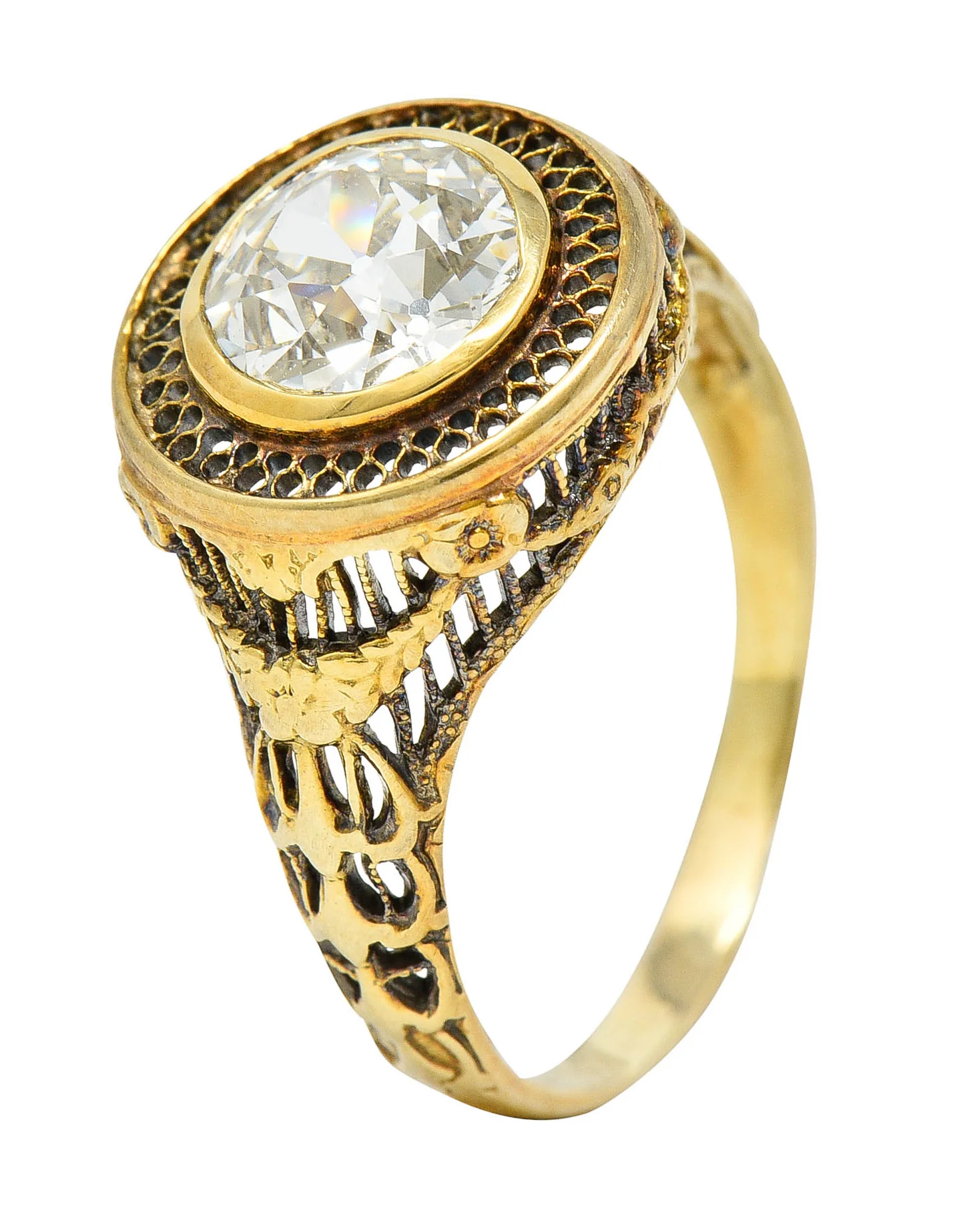 1890's Victorian 1.61 CTW Diamond 14 Karat Gold Lattice Engagement Ring GIA - Image 11