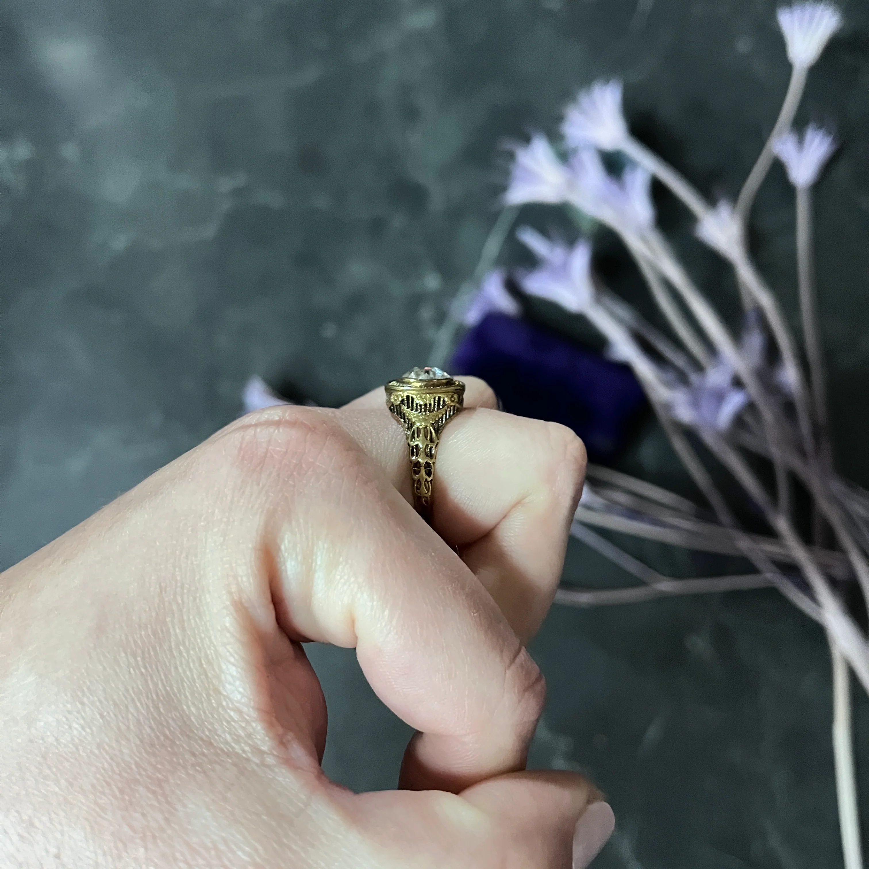 1890's Victorian 1.61 CTW Diamond 14 Karat Gold Lattice Engagement Ring GIA - Image 14