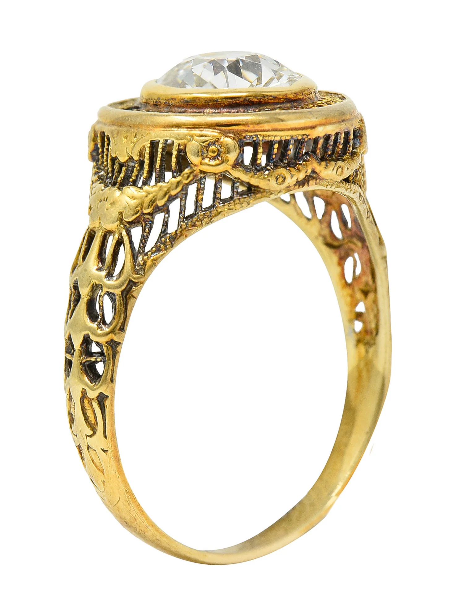 1890's Victorian 1.61 CTW Diamond 14 Karat Gold Lattice Engagement Ring GIA - Image 2