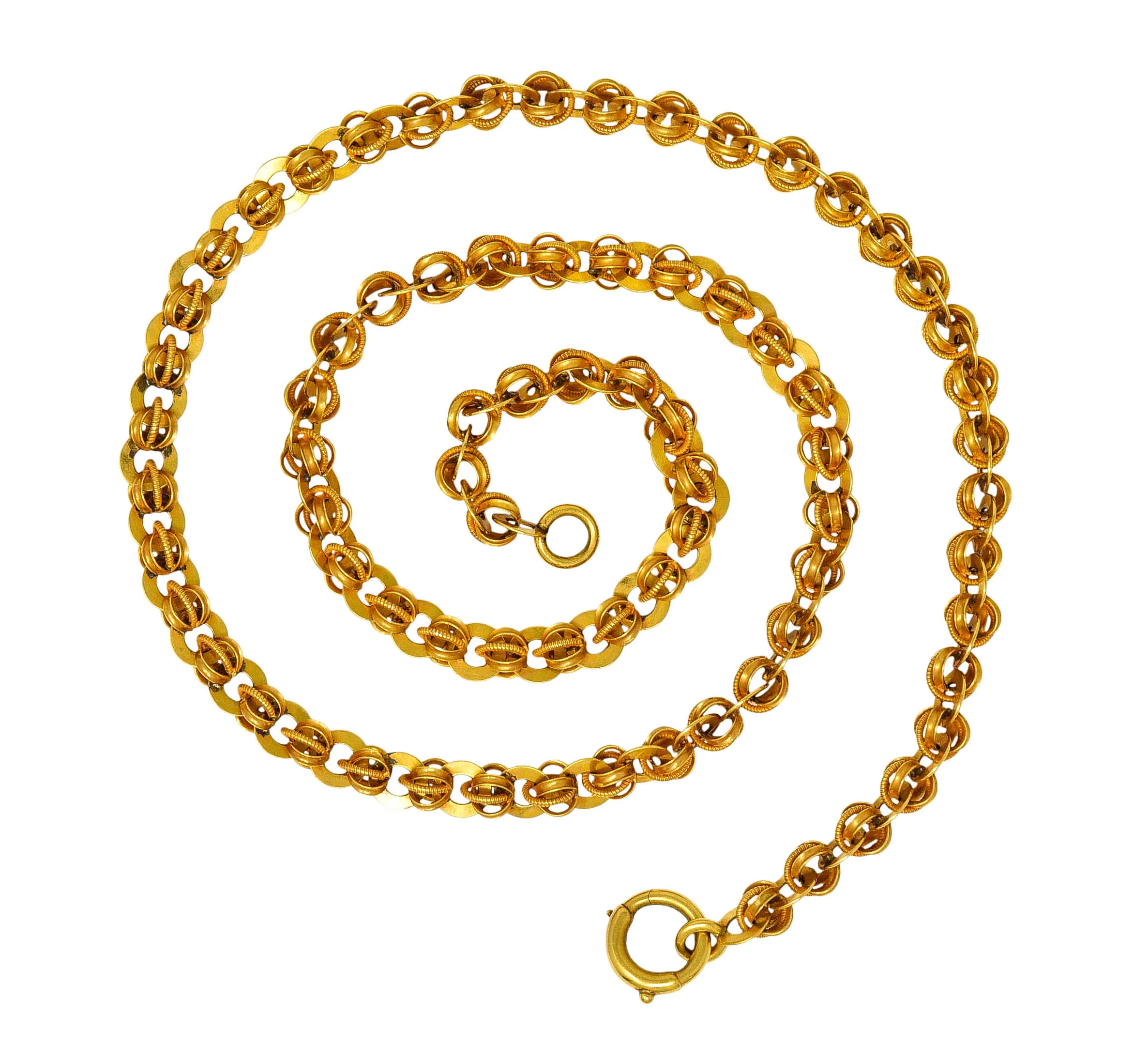 1890's Victorian 14 Karat Gold 19 Inch Circular Chain Link Necklace - Image 2