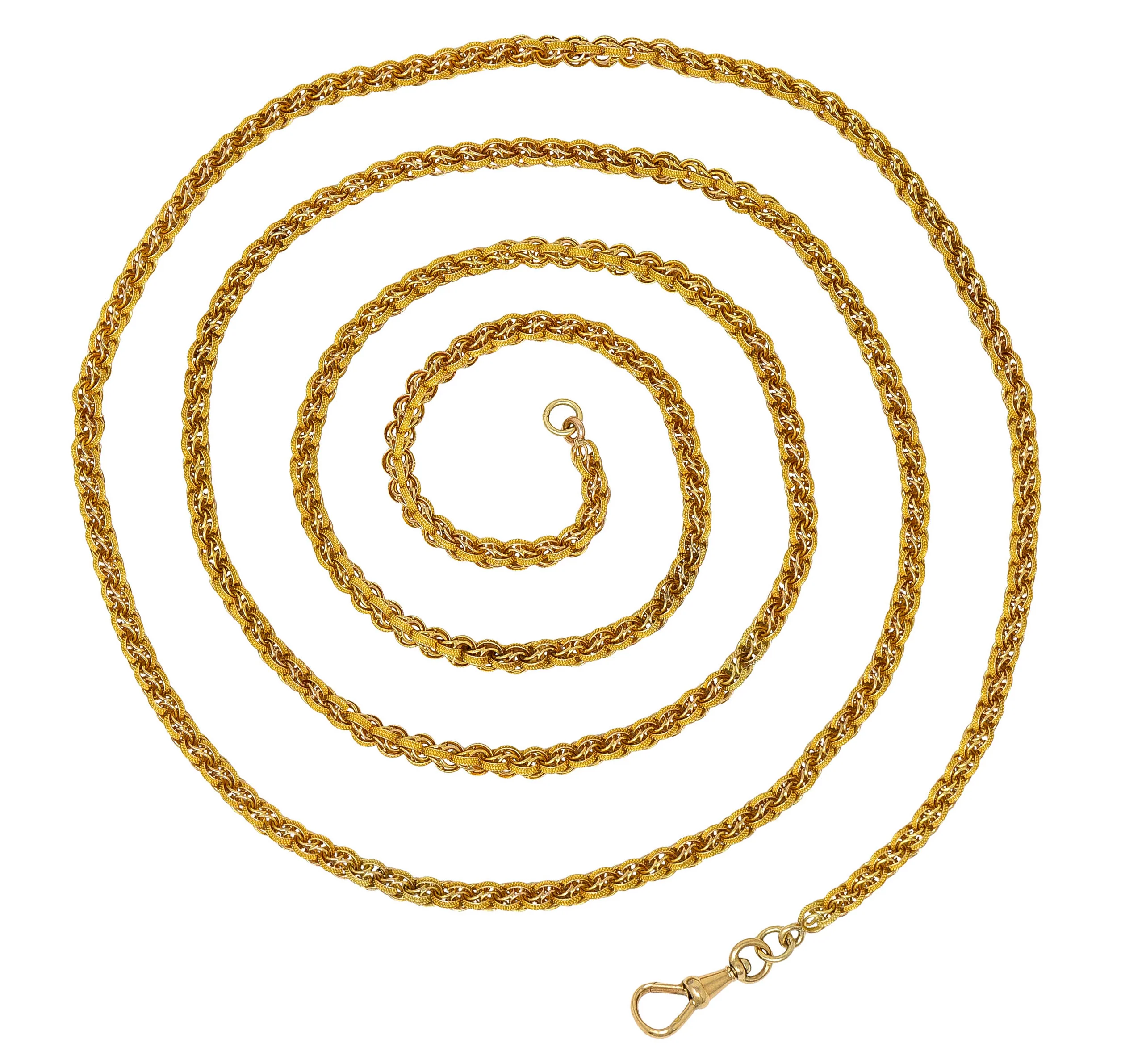 1890's Victorian 14 Karat Gold 44 Inch Long Chain Link Necklace - Image 2