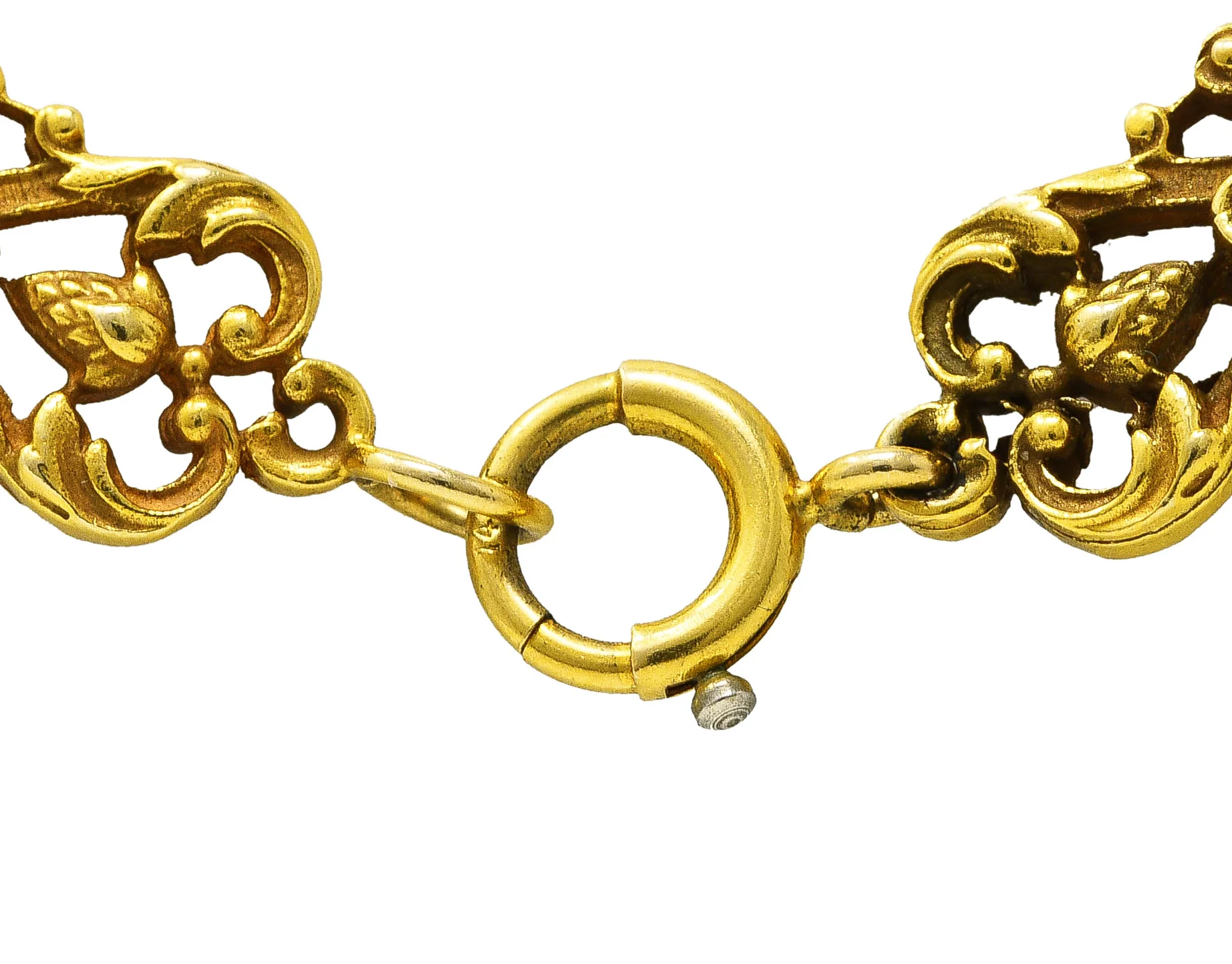 1890's Victorian 14 Karat Gold Floral Pinecone Antique Chain Necklace - Image 5