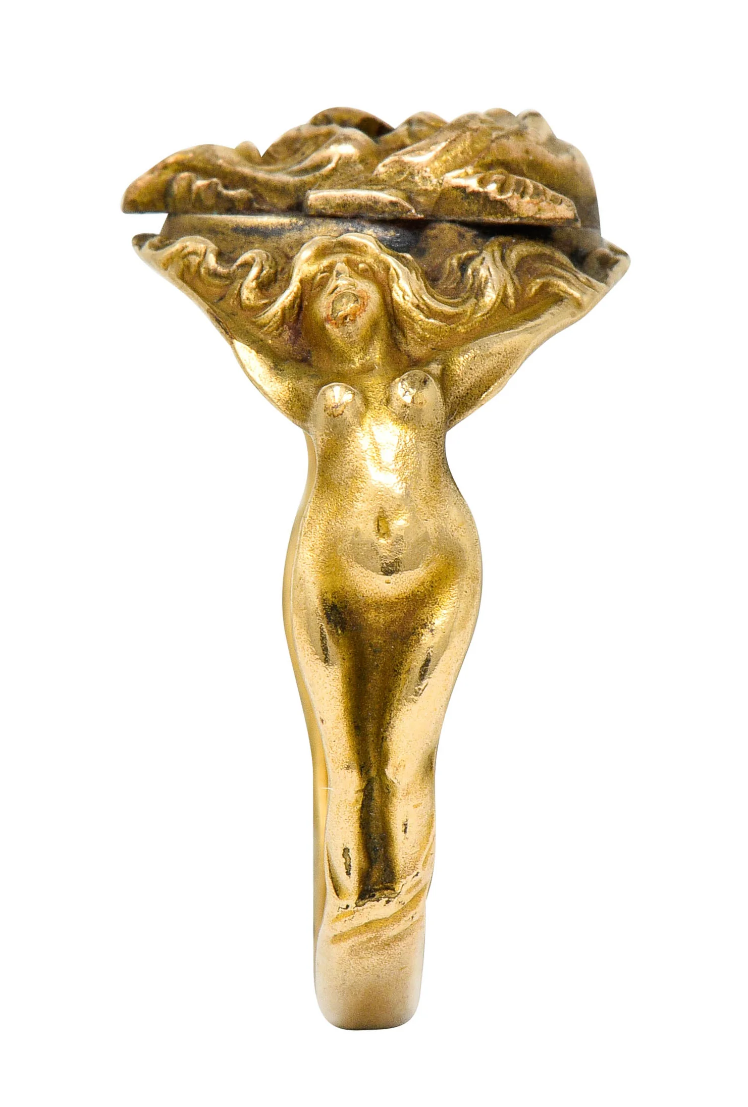 1890's Victorian Gold Full-Bodied Figure Devil Band Ring - Image 11