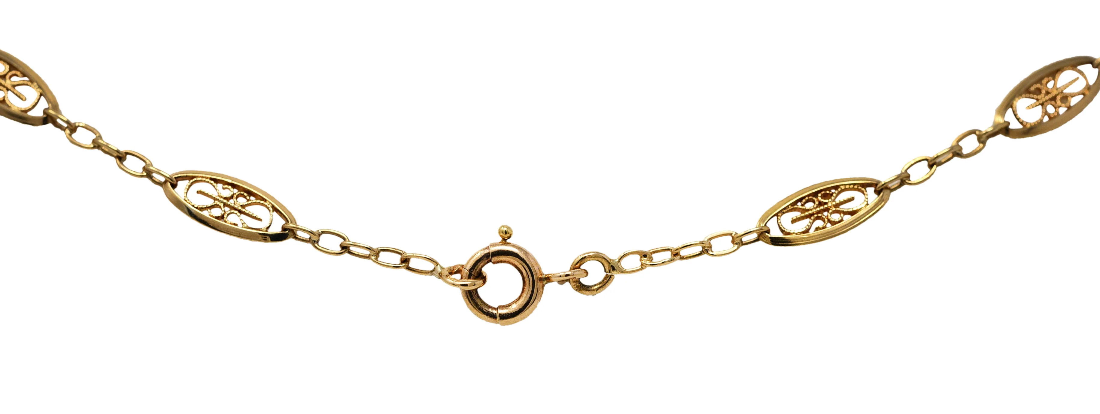 1900 French Victorian 18 Karat Gold 36 Inch Long Chain Necklace - Image 5
