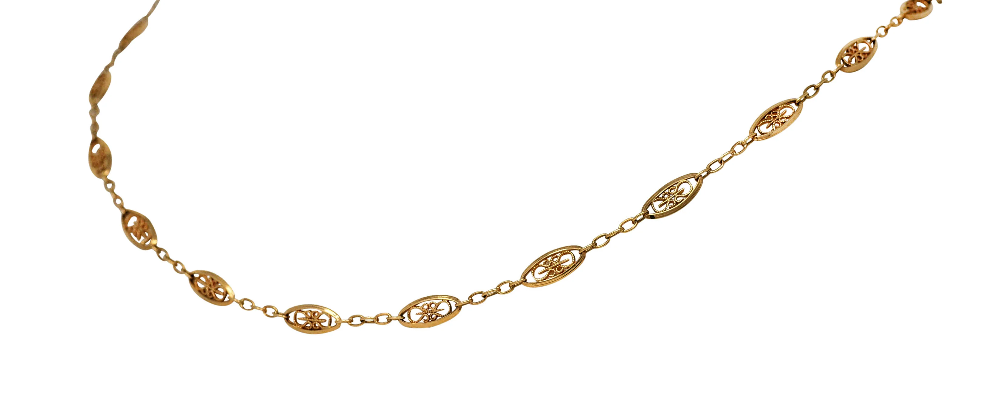 1900 French Victorian 18 Karat Gold 36 Inch Long Chain Necklace - Image 6