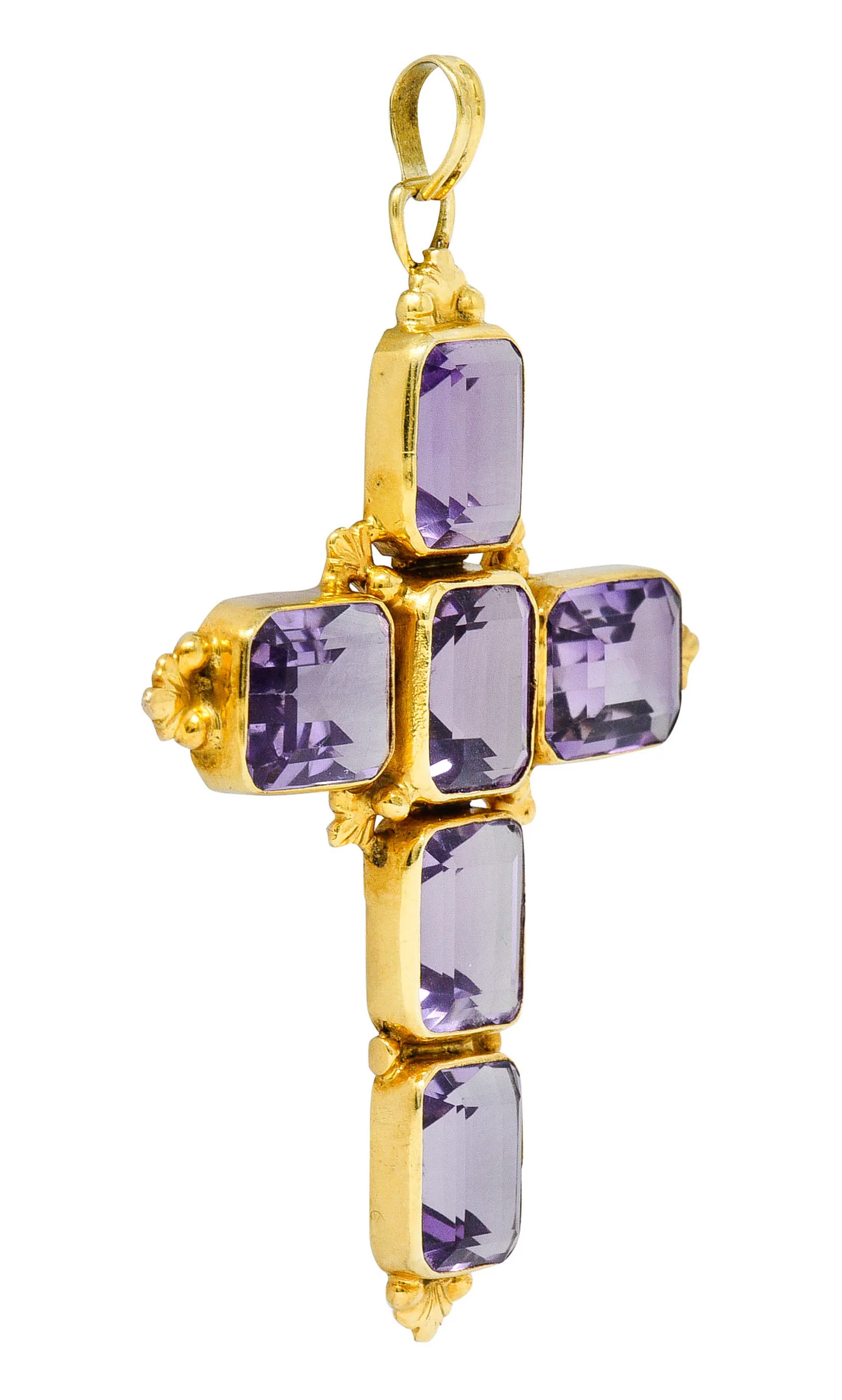 1900 Victorian Amethyst 14 Karat Gold Cross Pendant - Image 2