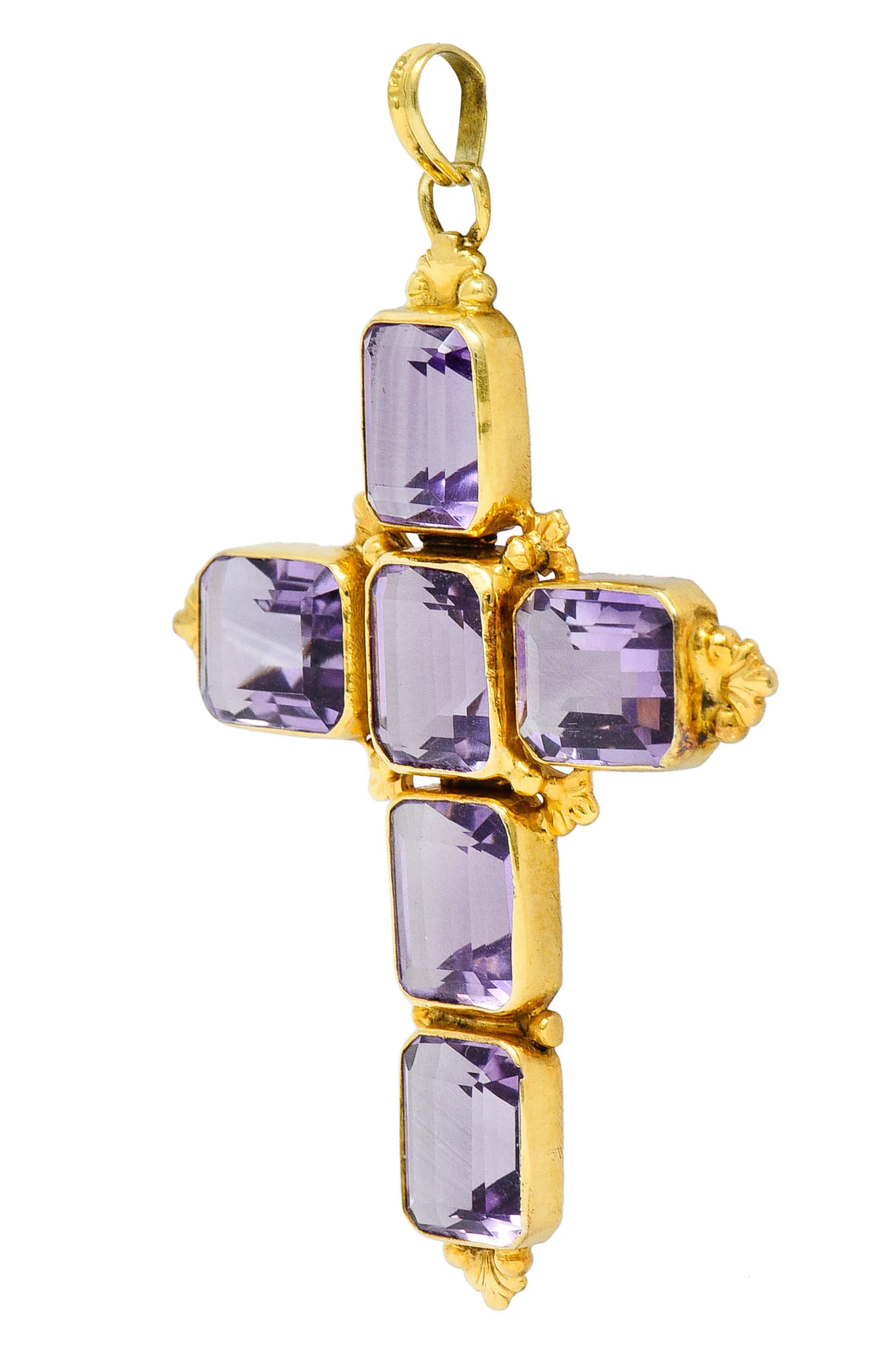 1900 Victorian Amethyst 14 Karat Gold Cross Pendant - Image 4