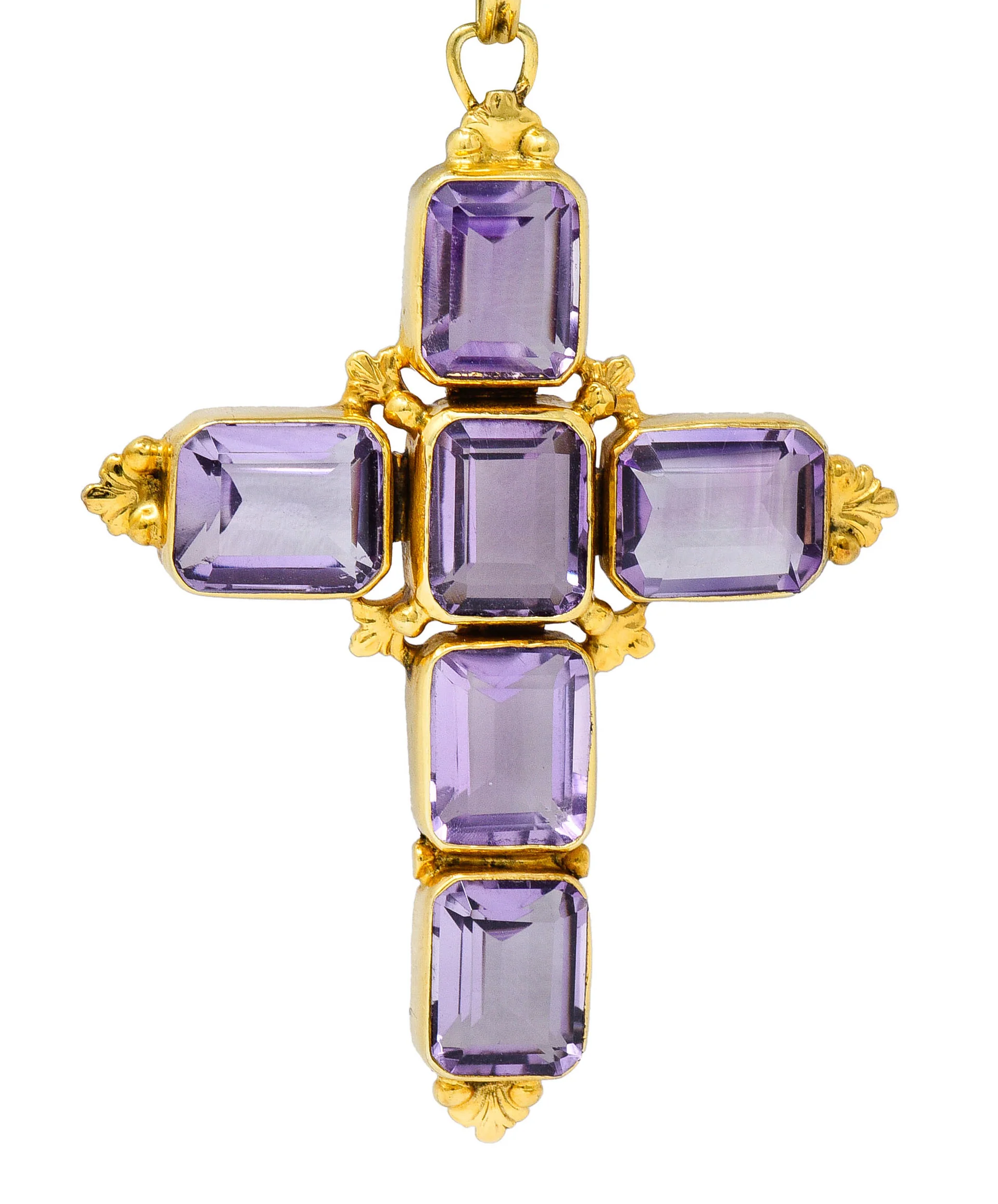 1900 Victorian Amethyst 14 Karat Gold Cross Pendant - Image 5