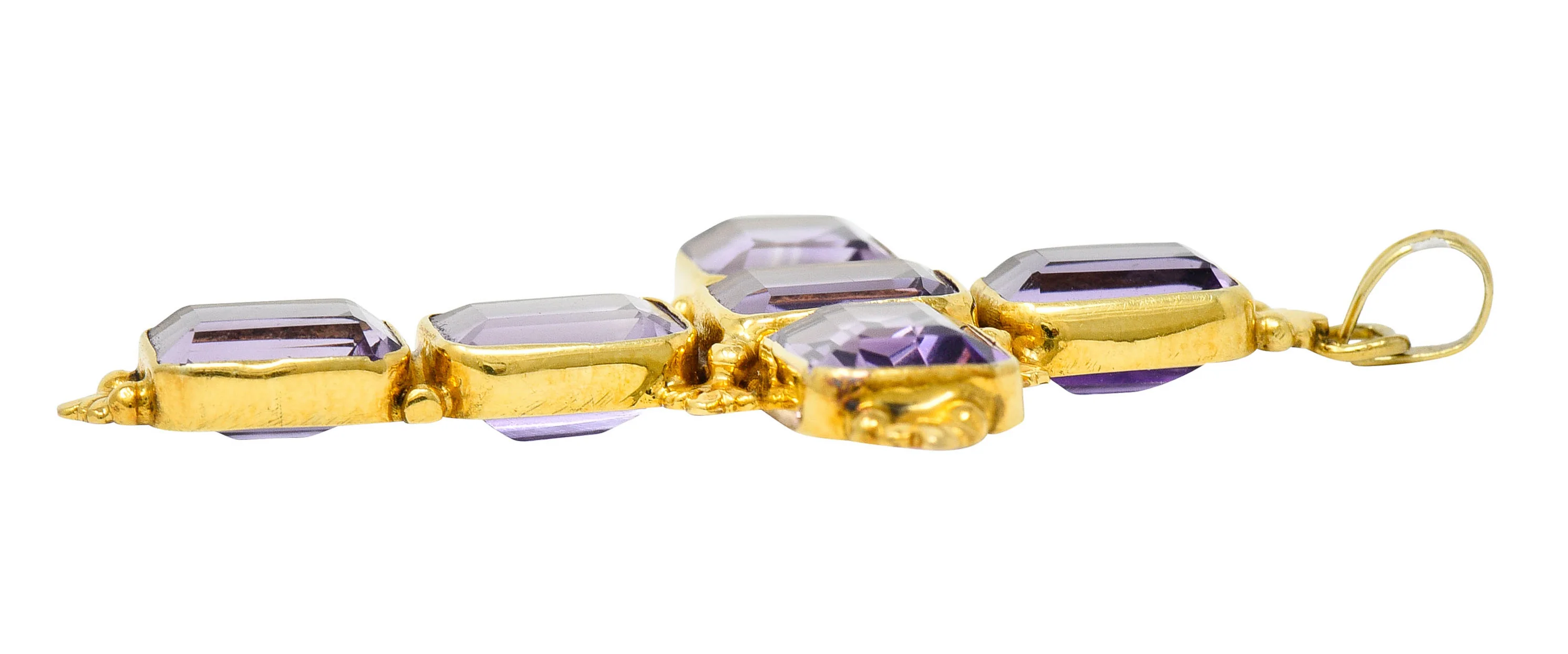 1900 Victorian Amethyst 14 Karat Gold Cross Pendant - Image 6