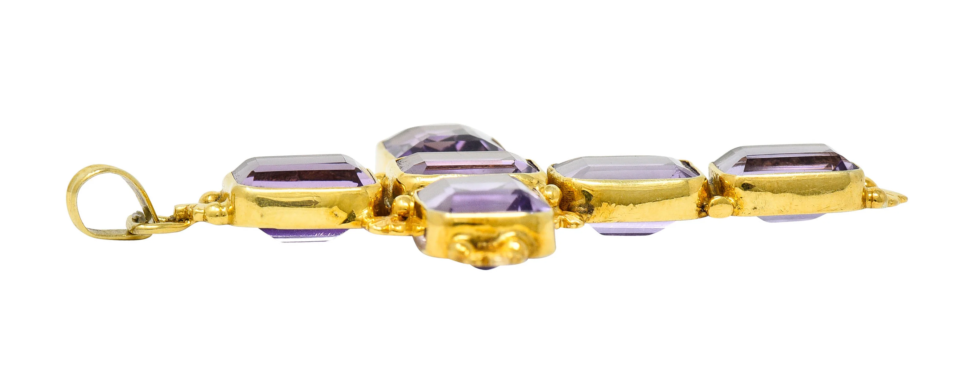 1900 Victorian Amethyst 14 Karat Gold Cross Pendant - Image 7