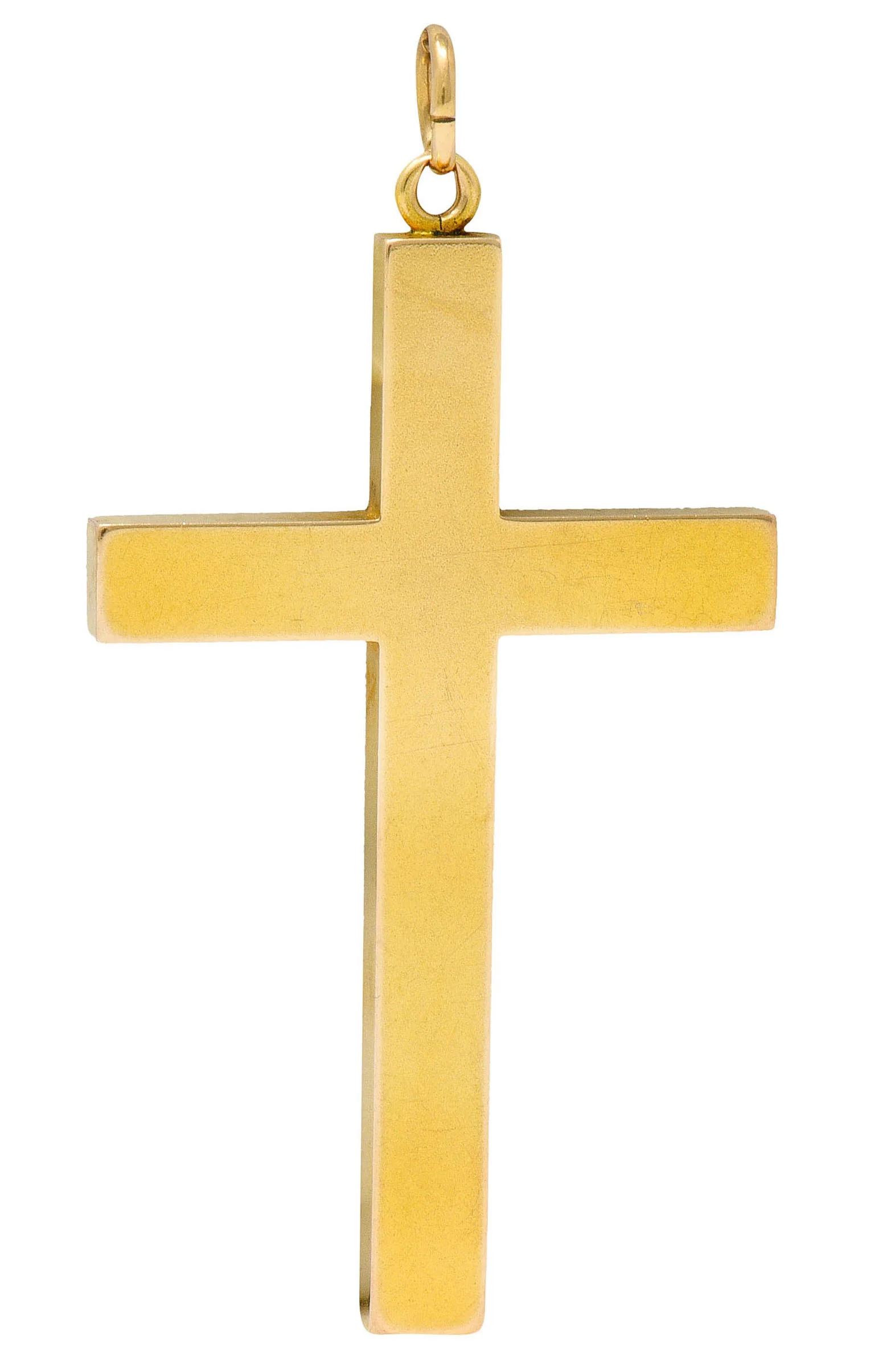 1900 Victorian Natural Freshwater Pearl 14 Karat Gold Cross Pendant - Image 3