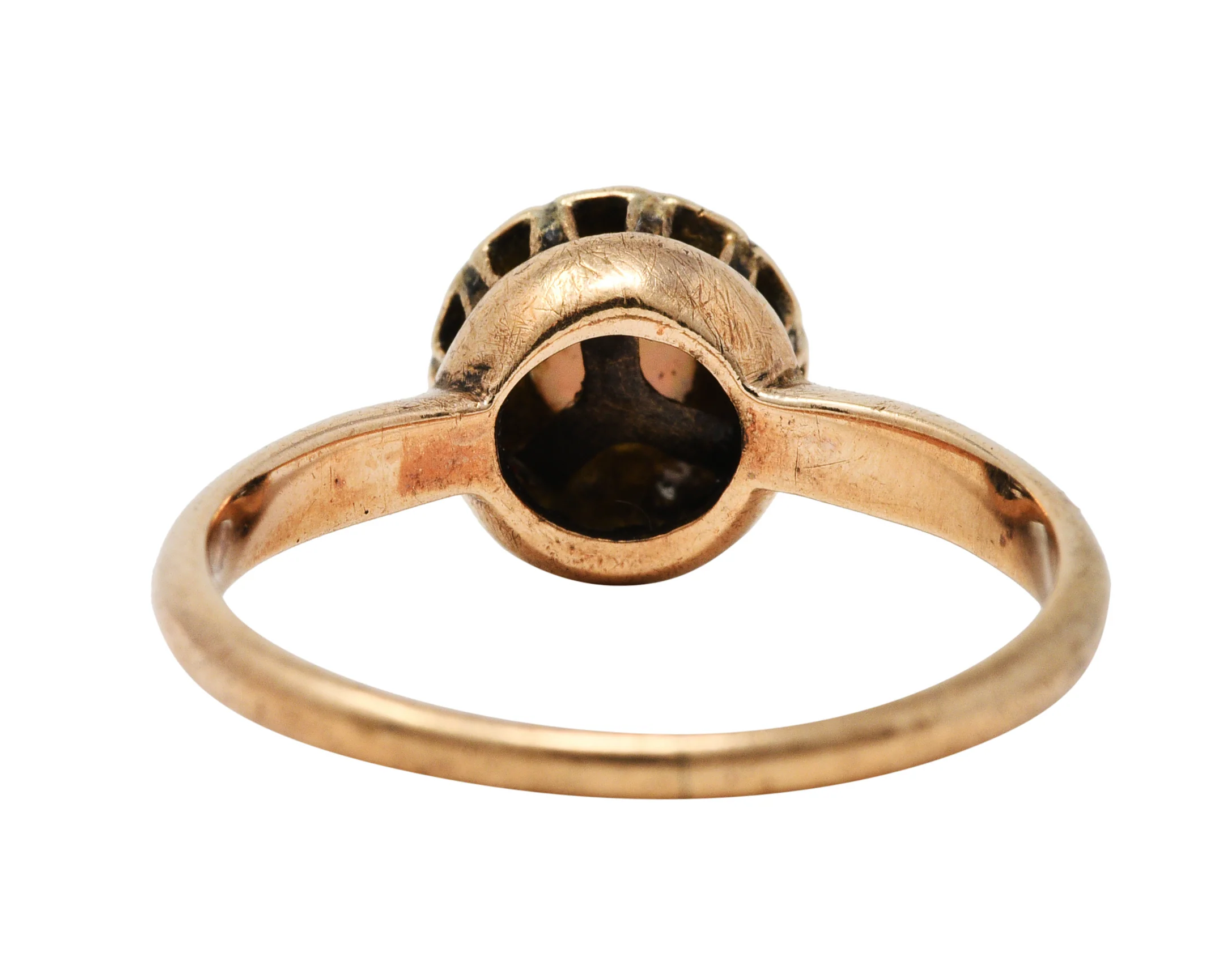1900 Victorian Opal Diamond 14 Karat Rose Gold Small Cluster Ring - Image 4
